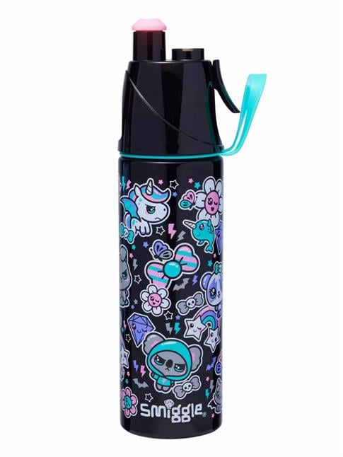 Smiggle Trailblazer Paslanmaz Çelik Soğuk Su Matarası 500ML | Sprey Özellikli - Siyah