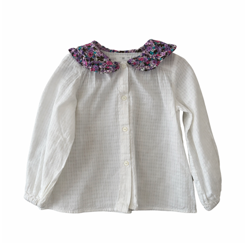 Zara Çiçek Yaka Detaylı Çocuk Gömlek Beyaz - 4-5 Yaş