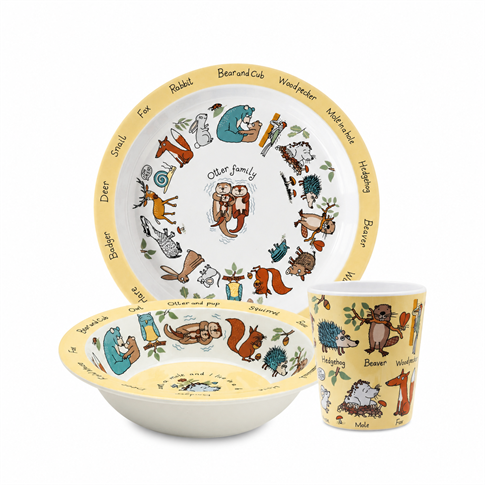 Tyrrell Katz Melamin Mama Tabağı, Kasesi ve Alıştırma Bardağı Woodland