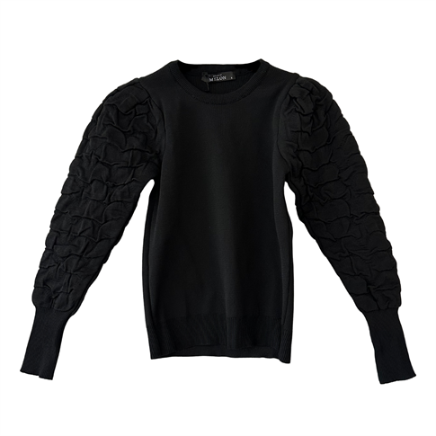 Pieces of Melon Siyah Jakar Desenli Balon Kol Kazak - S