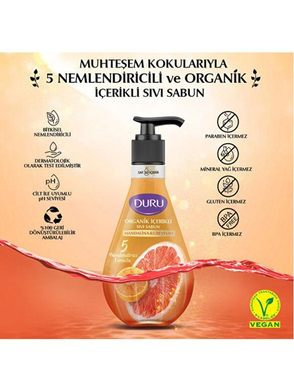 SABUNLARDURU009.06.0444DURU ORGANİK SIVI SABUN MANDALİN GREYFURT 500 ML DURU ORGANİK SIVI SABUN MANDALİN GREYFURT 500 ML 