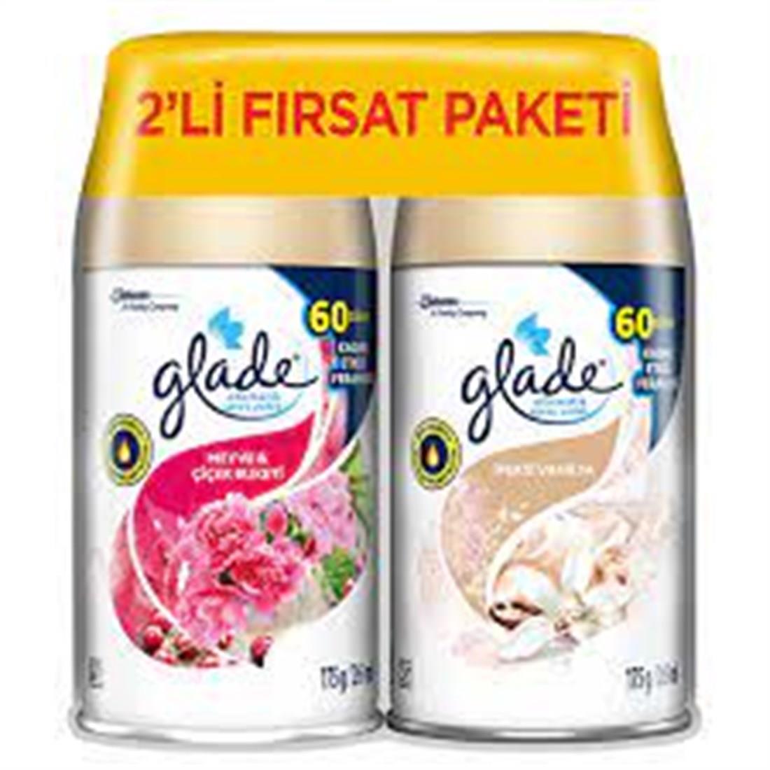ODA KOKUSUGLADE009.07.0121GLADE OTOMATİK SPREY YEDEĞİ 2 Lİ İPEKSİ VANİLYA+MEYVE ÇİÇEK BUKETİ 269 MLGLADE OTOMATİK SPREY YEDEĞİ 2 Lİ İPEKSİ VANİLYA+MEYVE ÇİÇEK BUKETİ 269 ML