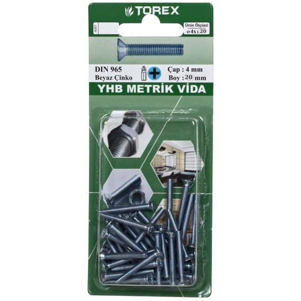 HIRDAVATTOREX012.07.0387TOREX DIN 965 4*20 YHB KÜT UÇLU METRİK VİDATOREX DIN 965 4*20 YHB KÜT UÇLU METRİK VİDA