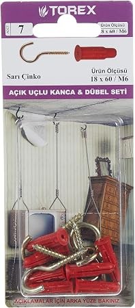 HIRDAVATTOREX012.07.0459TOREX 18*60 AÇIK KANCA + M6 GRAPEX DÜBEL TOREX 18*60 AÇIK KANCA + M6 GRAPEX DÜBEL 
