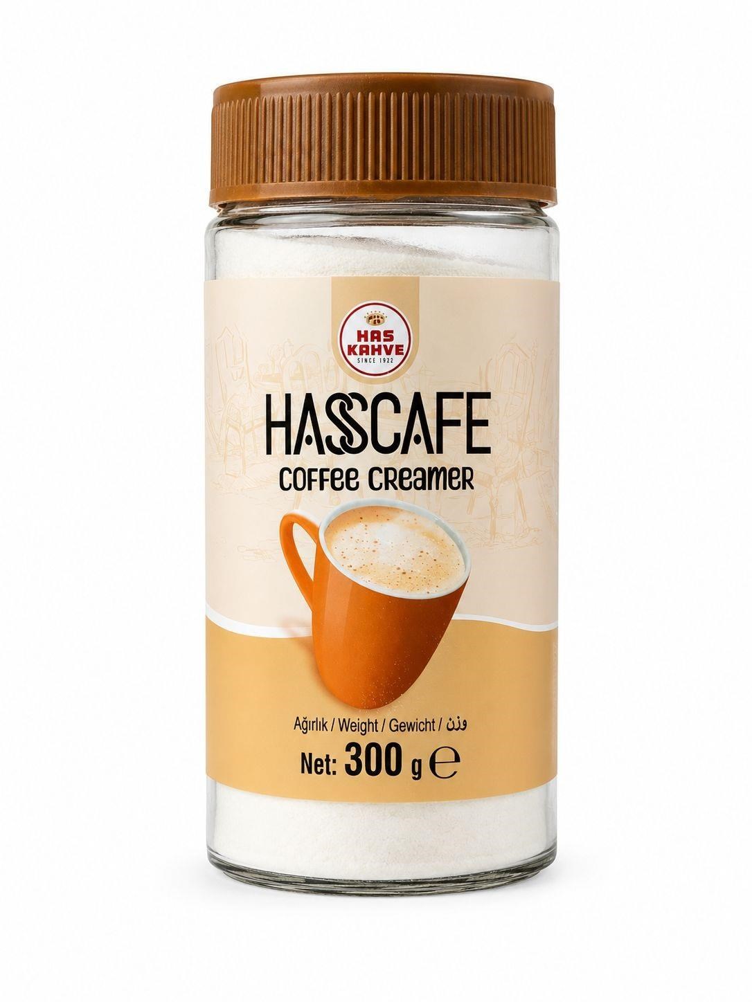 KAHVELERHAS KAHVE018.02.0126HAS CAFE CREAMER CAM KAVANOZ 300 g kahve kremasıHAS CAFE CREAMER CAM KAVANOZ 300 g kahve kreması