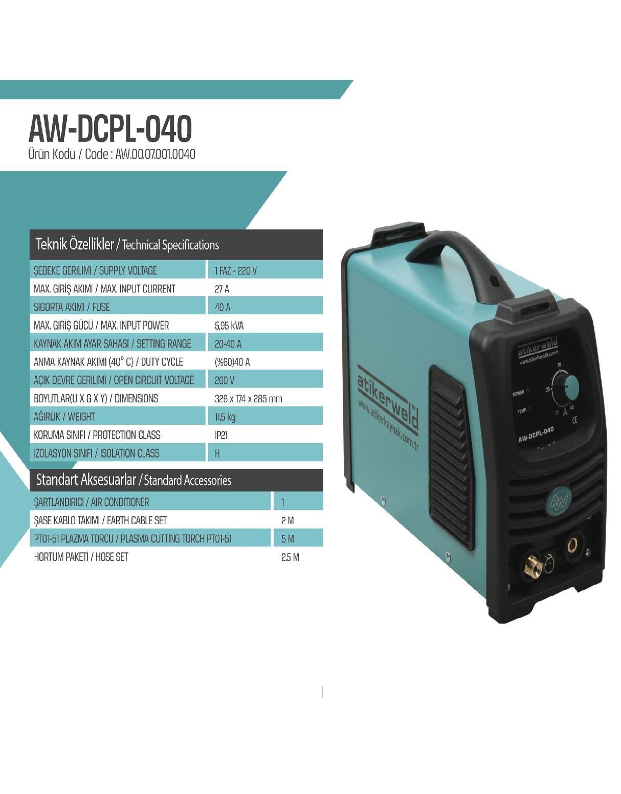 KAYNAK MAKİNALARIATİKER002.01.0395ATİKER AW-DCPL-040  PLAZMA KAYNAK MAKİNESİATİKER AW-DCPL-040  PLAZMA KAYNAK MAKİNESİ