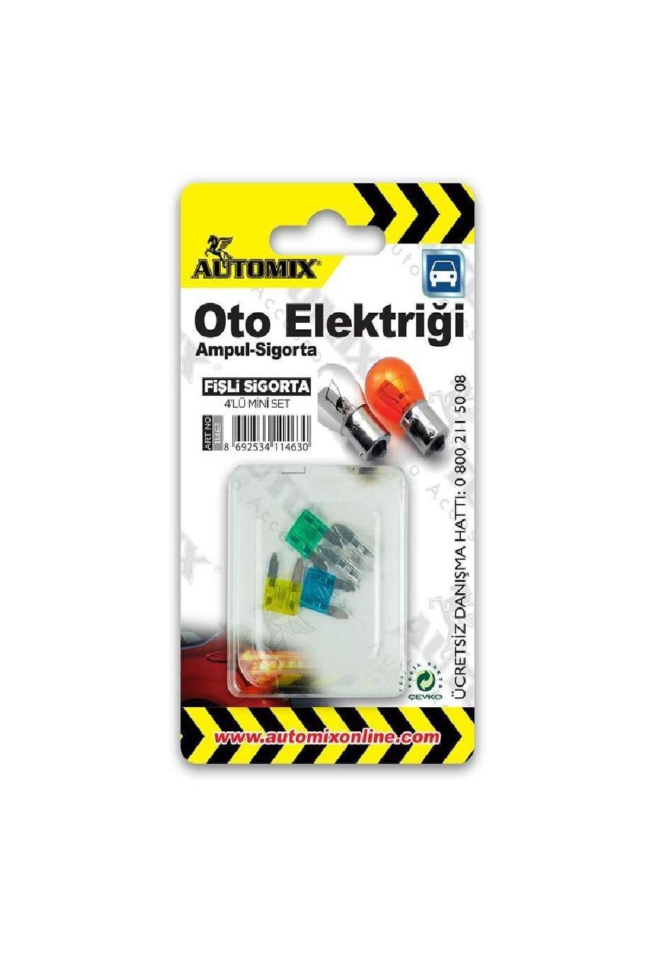 SİGORTA KUTULARIAUTOMİX003.01.0313 Automix Fişli Sigorta Mini 4 lü  Automix Fişli Sigorta Mini 4 lü 