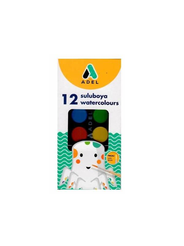 BOYAMA ÜRÜNLERİADEL004.02.0361ADEL SULU BOYA 24 MM 12 RENK ADEL SULU BOYA 24 MM 12 RENK 