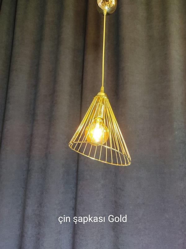 AVİZE & ARMATÜR & APLİKMUHTELİF007.01.0196ÇİN ŞAPKASI GOLD SARKIT ARMATÜRÇİN ŞAPKASI GOLD SARKIT ARMATÜR