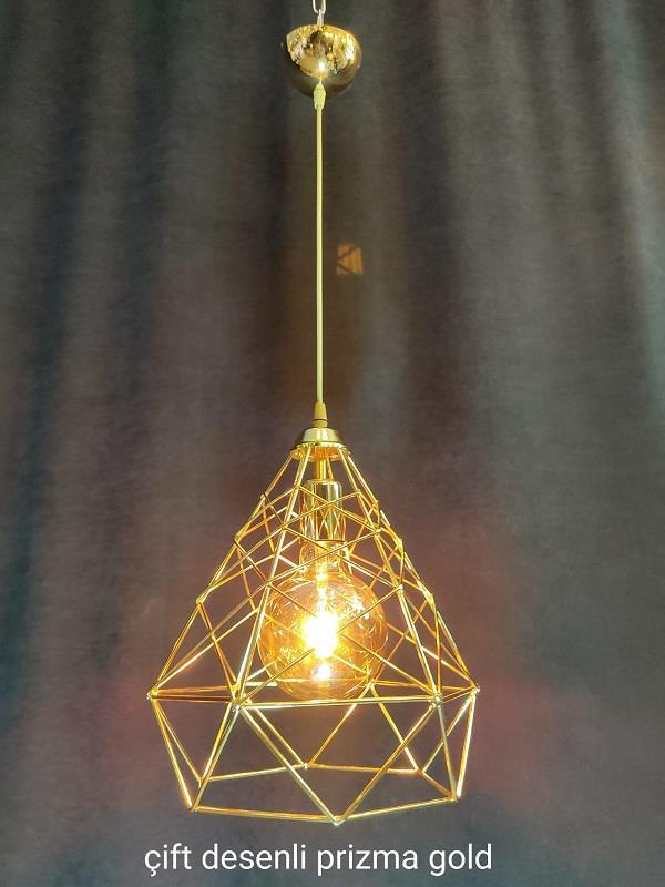 AVİZE & ARMATÜR & APLİKMUHTELİF007.01.0190ÇİFT DESENLİ PRİZMA GOLD SARKIT ARMATÜRÇİFT DESENLİ PRİZMA GOLD SARKIT ARMATÜR