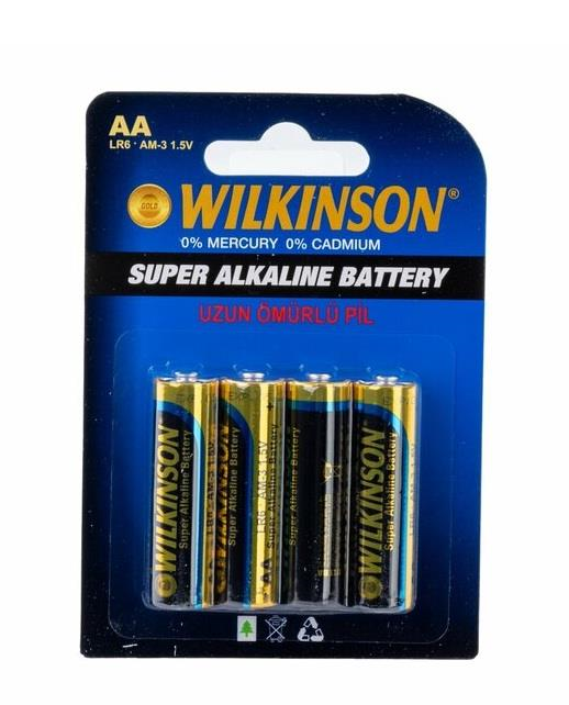 PİLLERWİLKİNSON007.02.0590Wilkinson Pil Kalem Pil Alkalin 4 Lü AA 1.5V LR06 0909 3559Wilkinson Pil Kalem Pil Alkalin 4 Lü AA 1.5V LR06 0909 3559