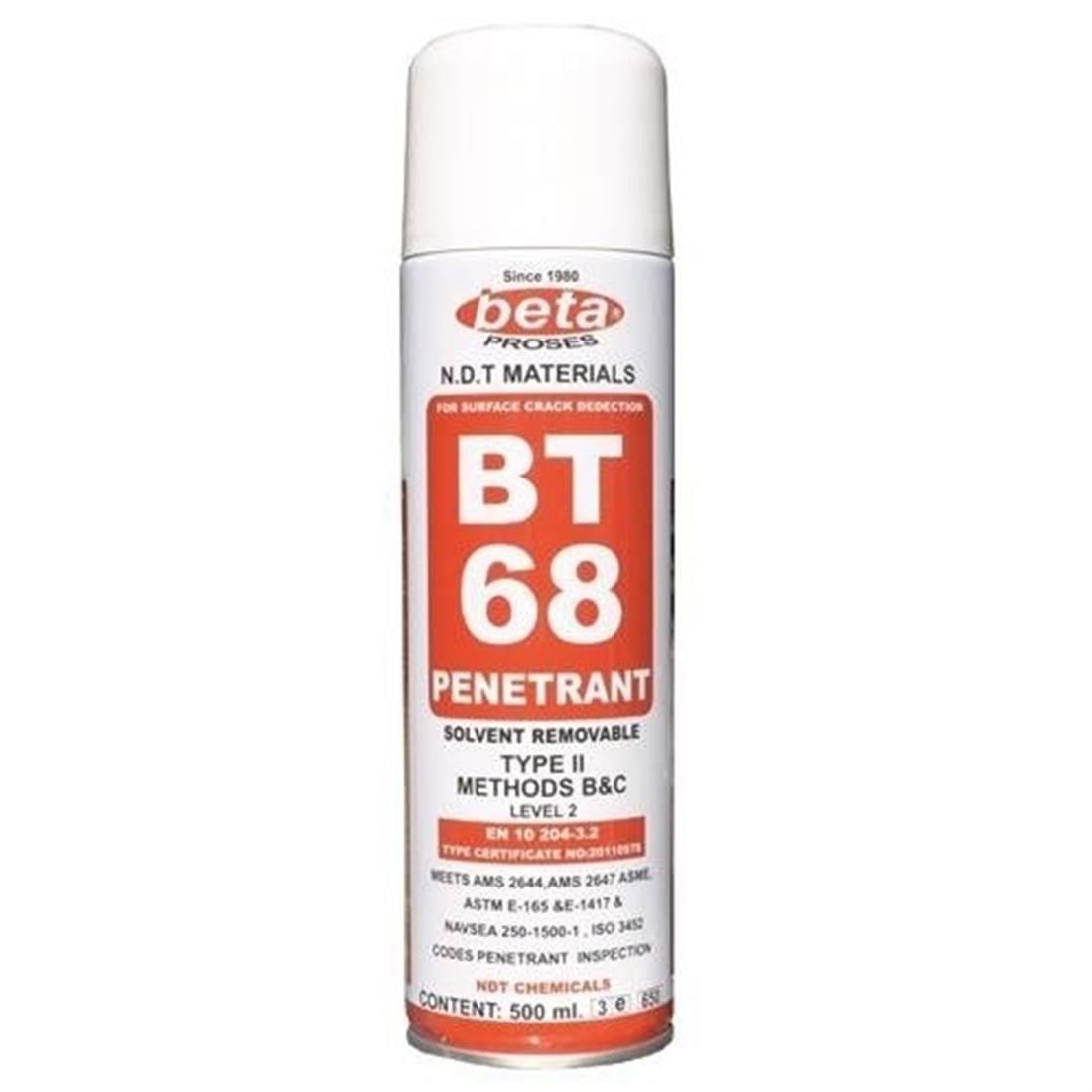 SIVI KİMYASALLARBETA012.01.0008BETA BT 68 PENETRANT ÇATLAK SPREYİ KIRMIZI 500 MLBETA BT 68 PENETRANT ÇATLAK SPREYİ KIRMIZI 500 ML