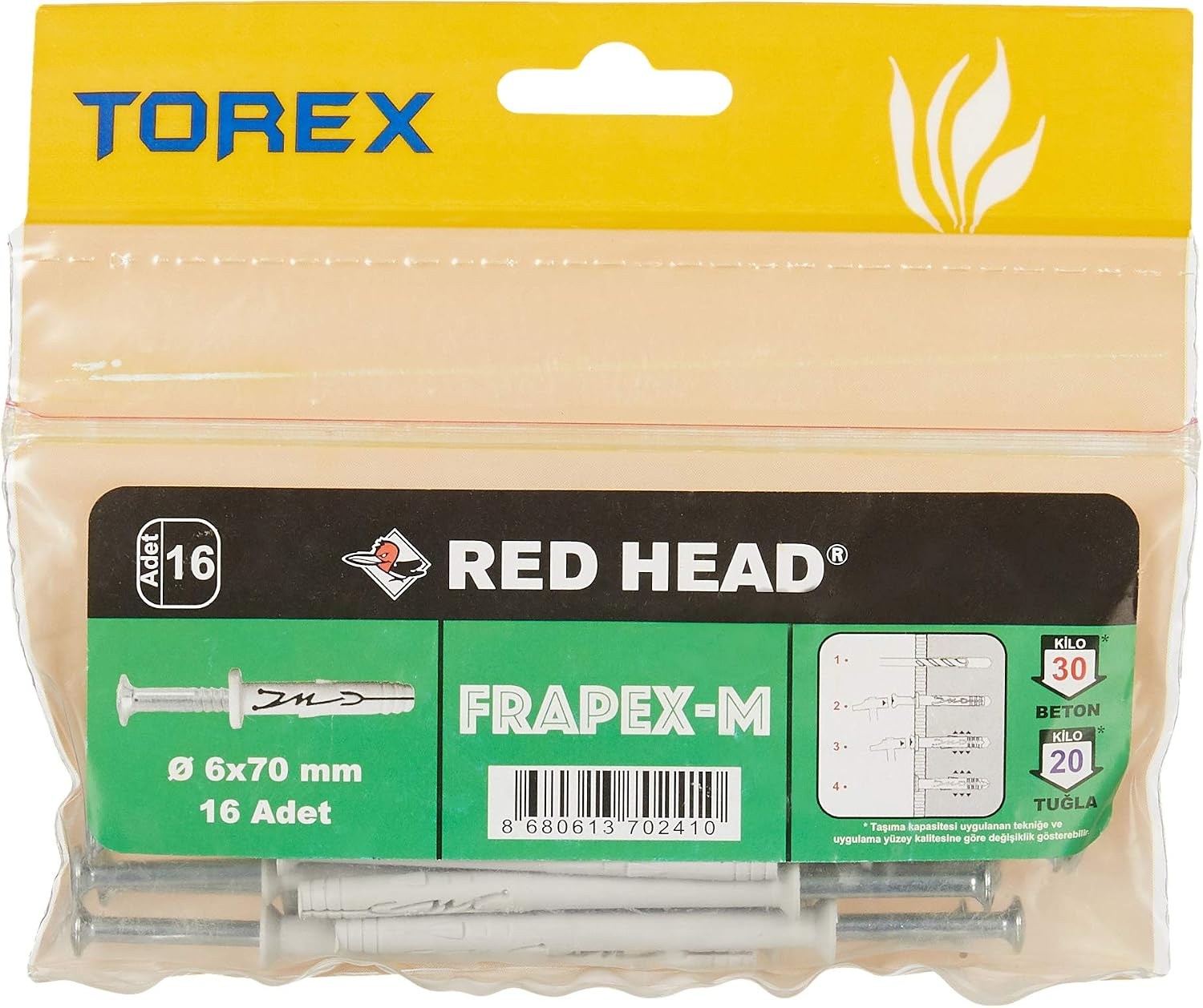 HIRDAVATTOREX012.07.0476TOREX ÇAKMALI DÜBEL FX-M 6*40TOREX ÇAKMALI DÜBEL FX-M 6*40
