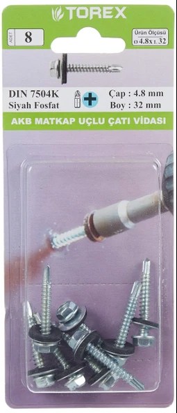 HIRDAVATTOREX012.07.0366TOREX DIN 7504K 4,8*32 AKB MATKAP UÇLU ÇATI VİDASITOREX DIN 7504K 4,8*32 AKB MATKAP UÇLU ÇATI VİDASI