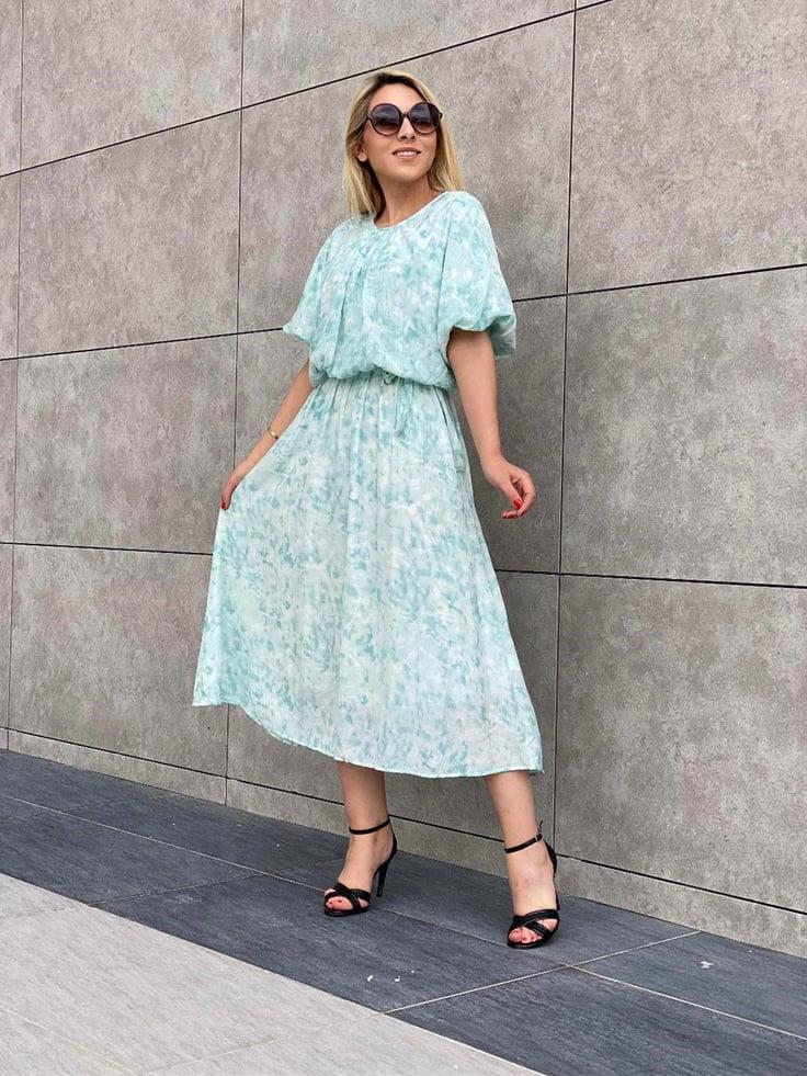 Batik Desen Elbise Yeşil