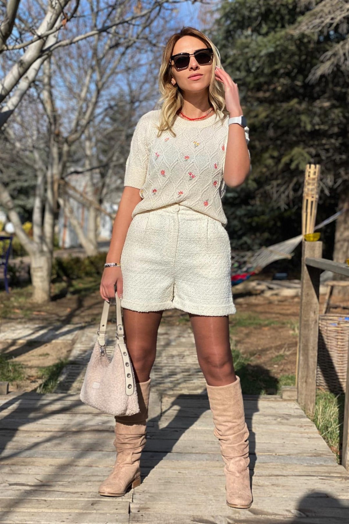 Chanel Tüvit Şort Ekru