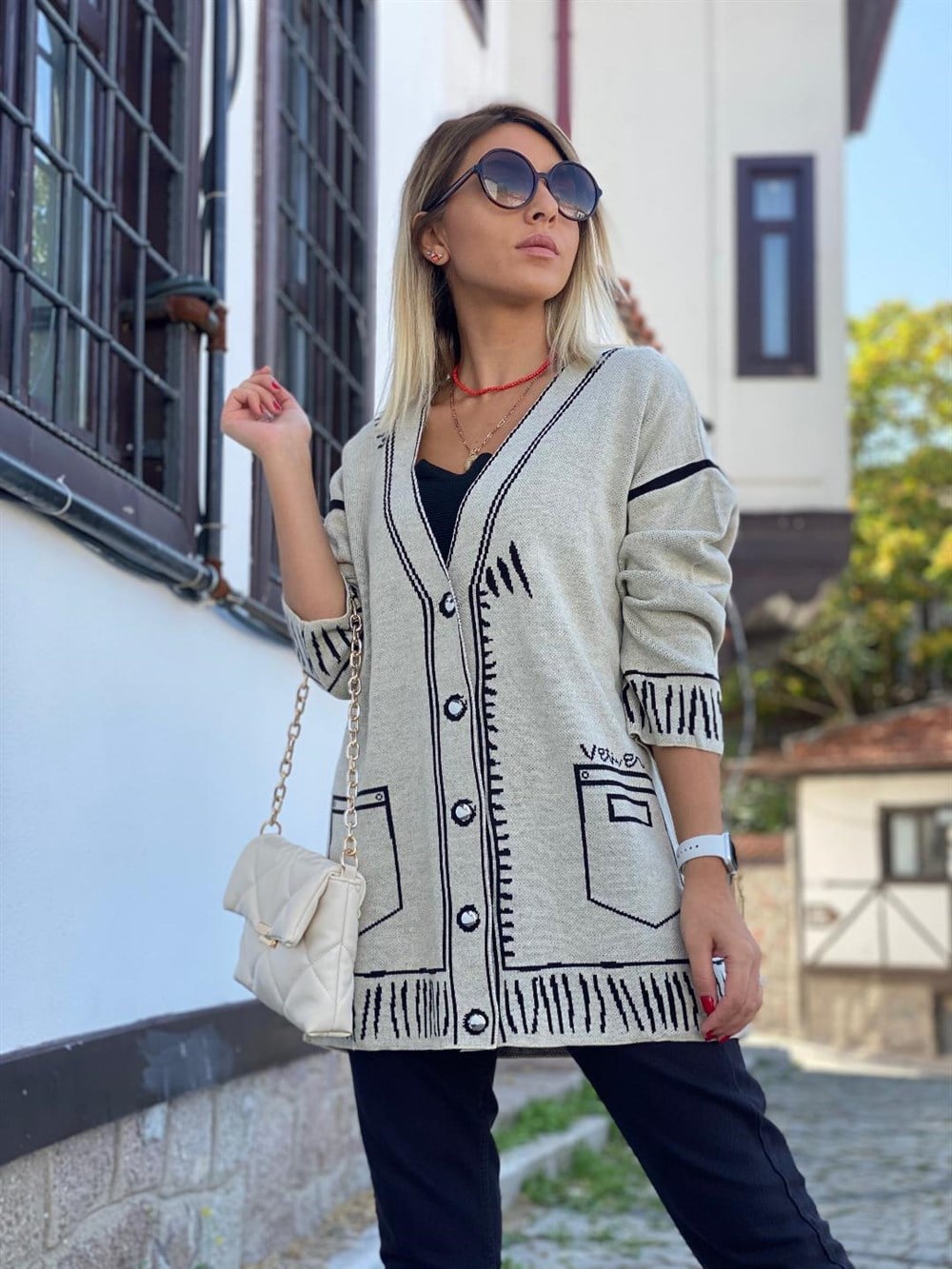 Çizgi Efekt Hırka