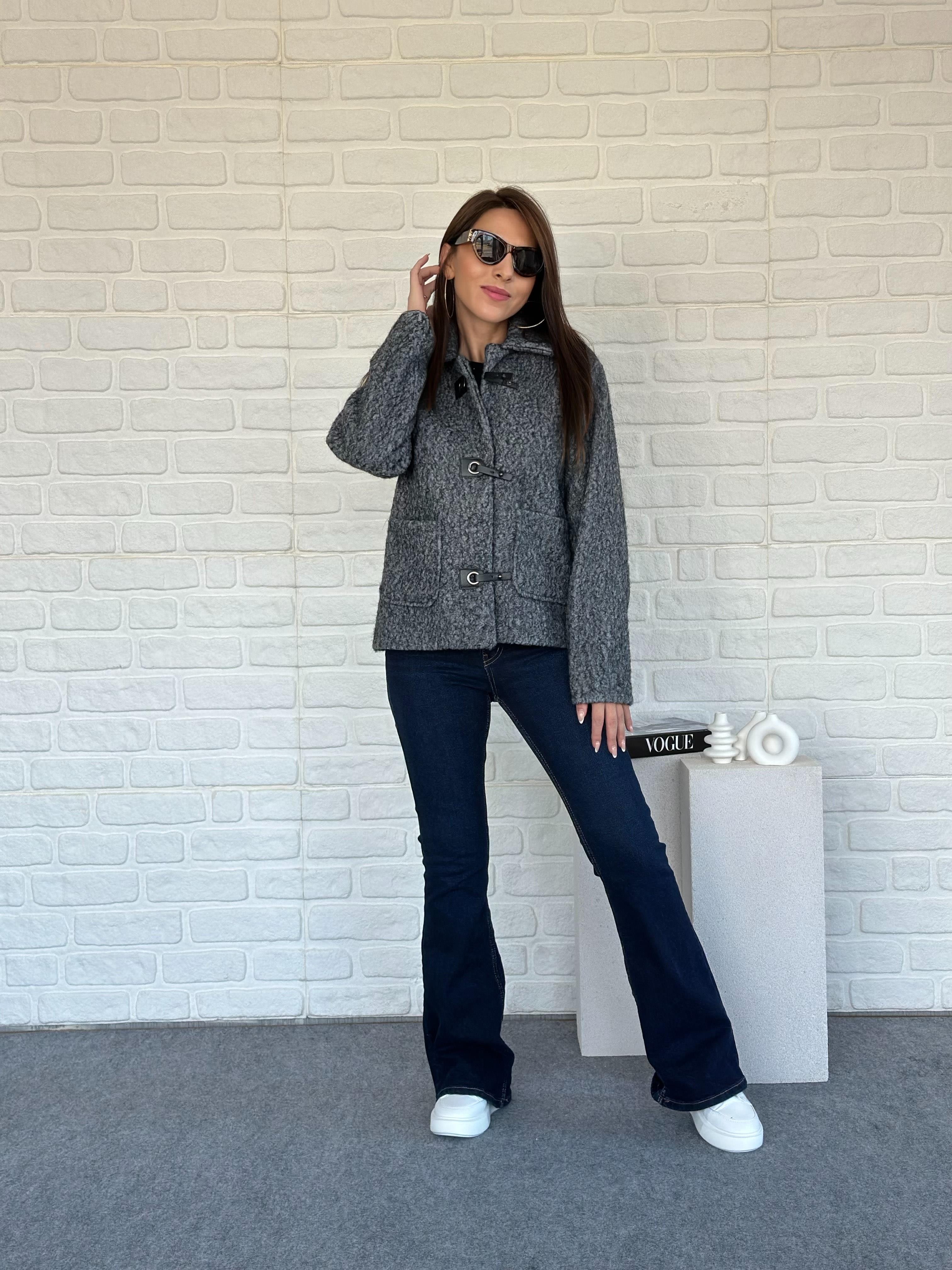 Deri Toka Detaylı Mont Antrasit