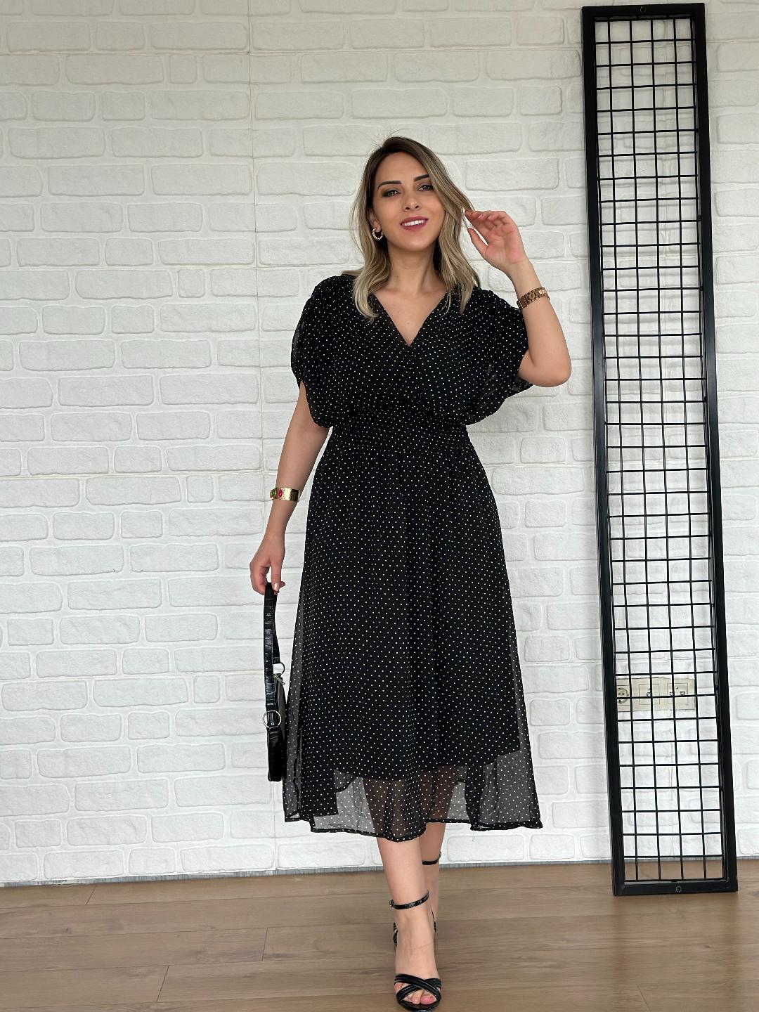 Drapeli Puantiyeli Elbise