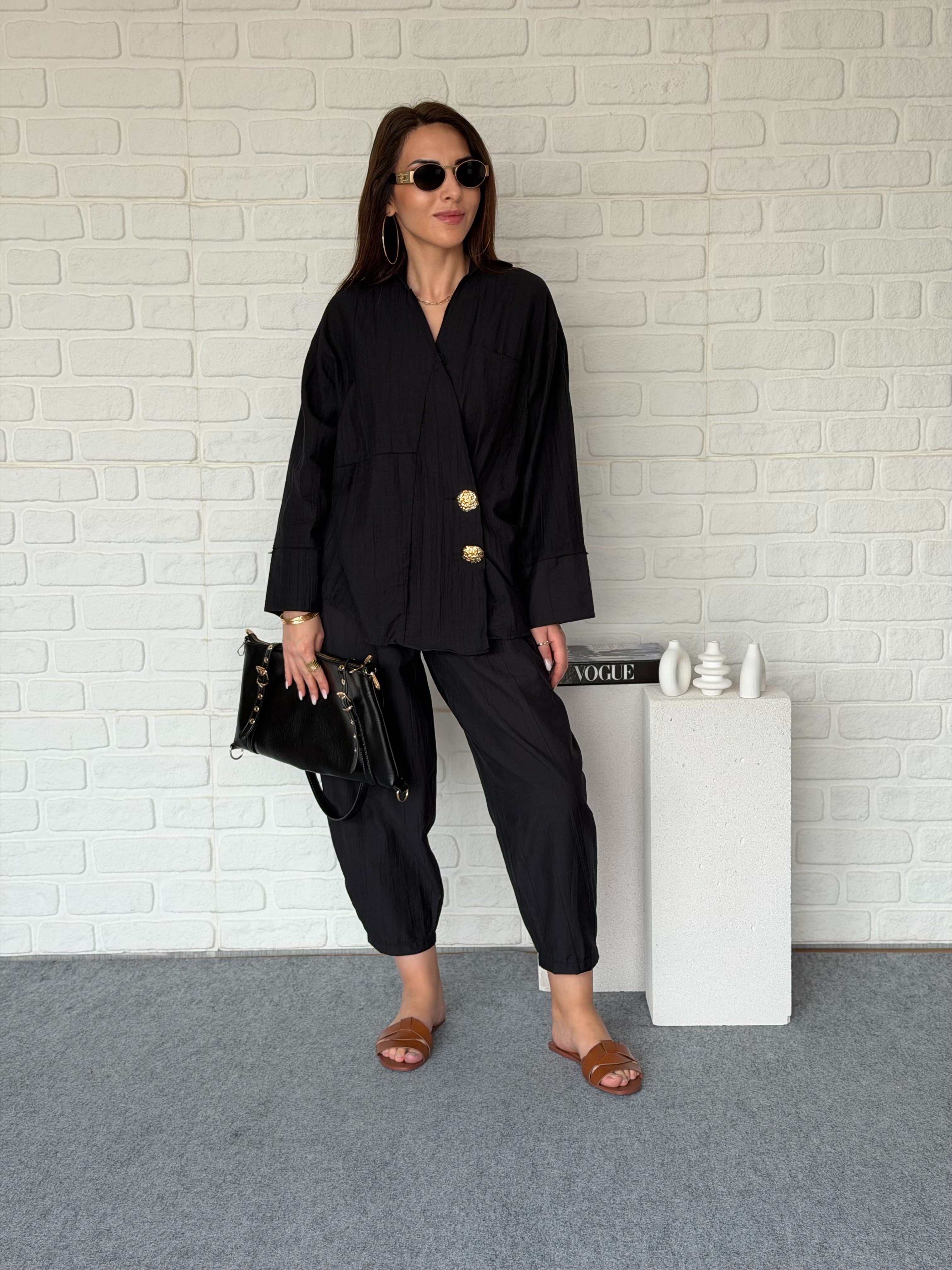 Garnilli Bluz Pantolon Takım Siyah