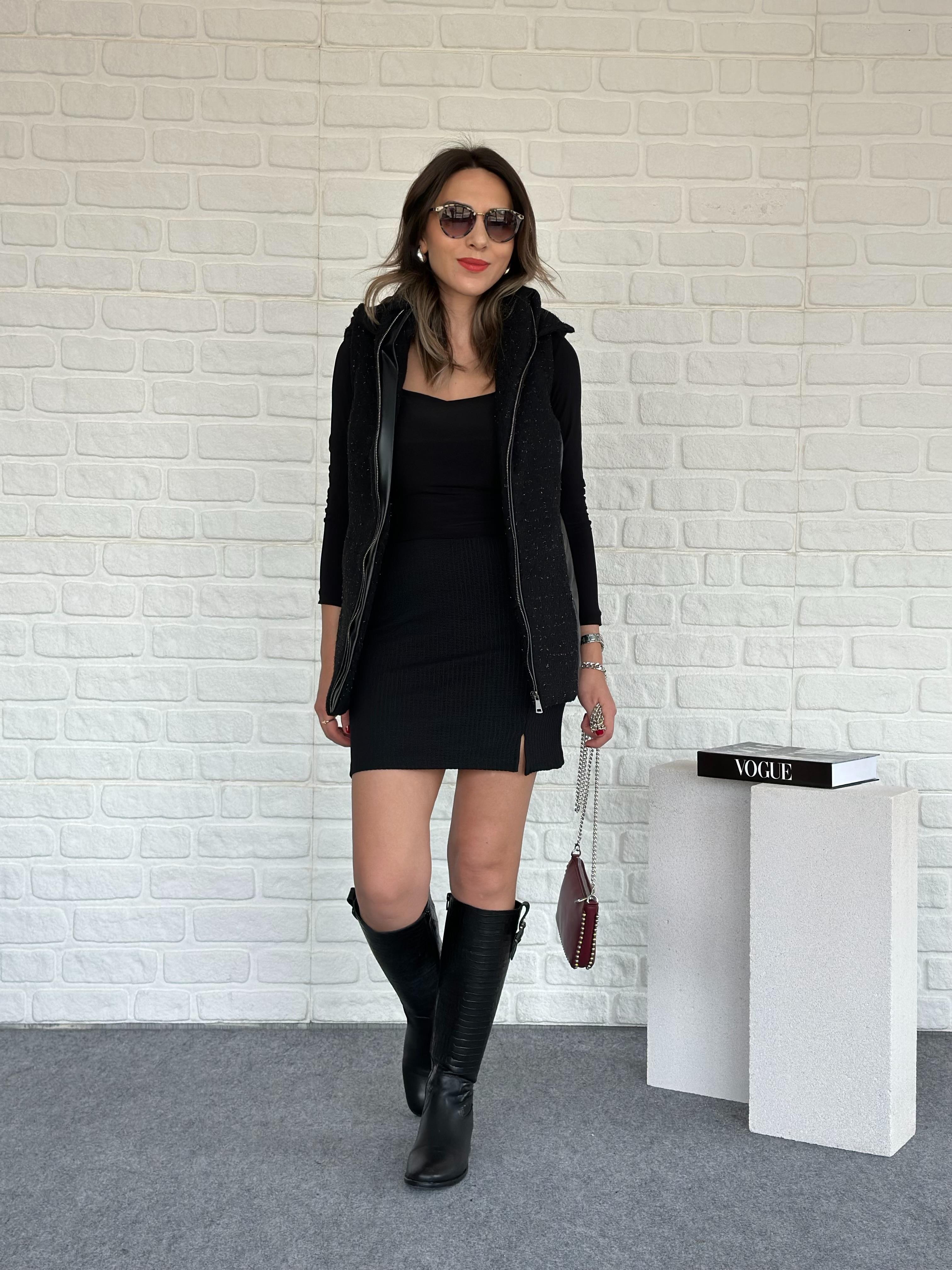 Kapüşonlu Simli Puffer Yelek