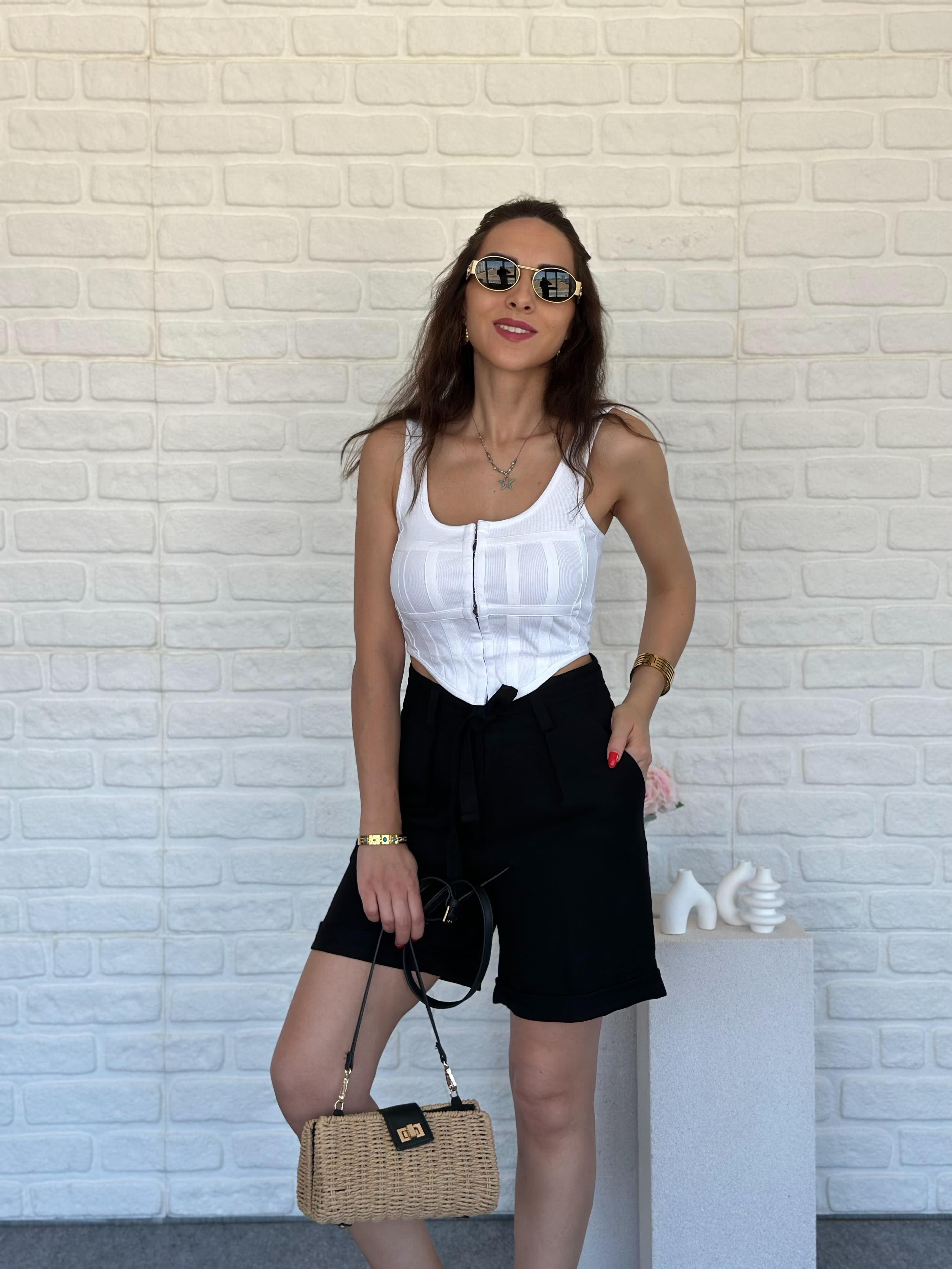 Korseli Crop Beyaz