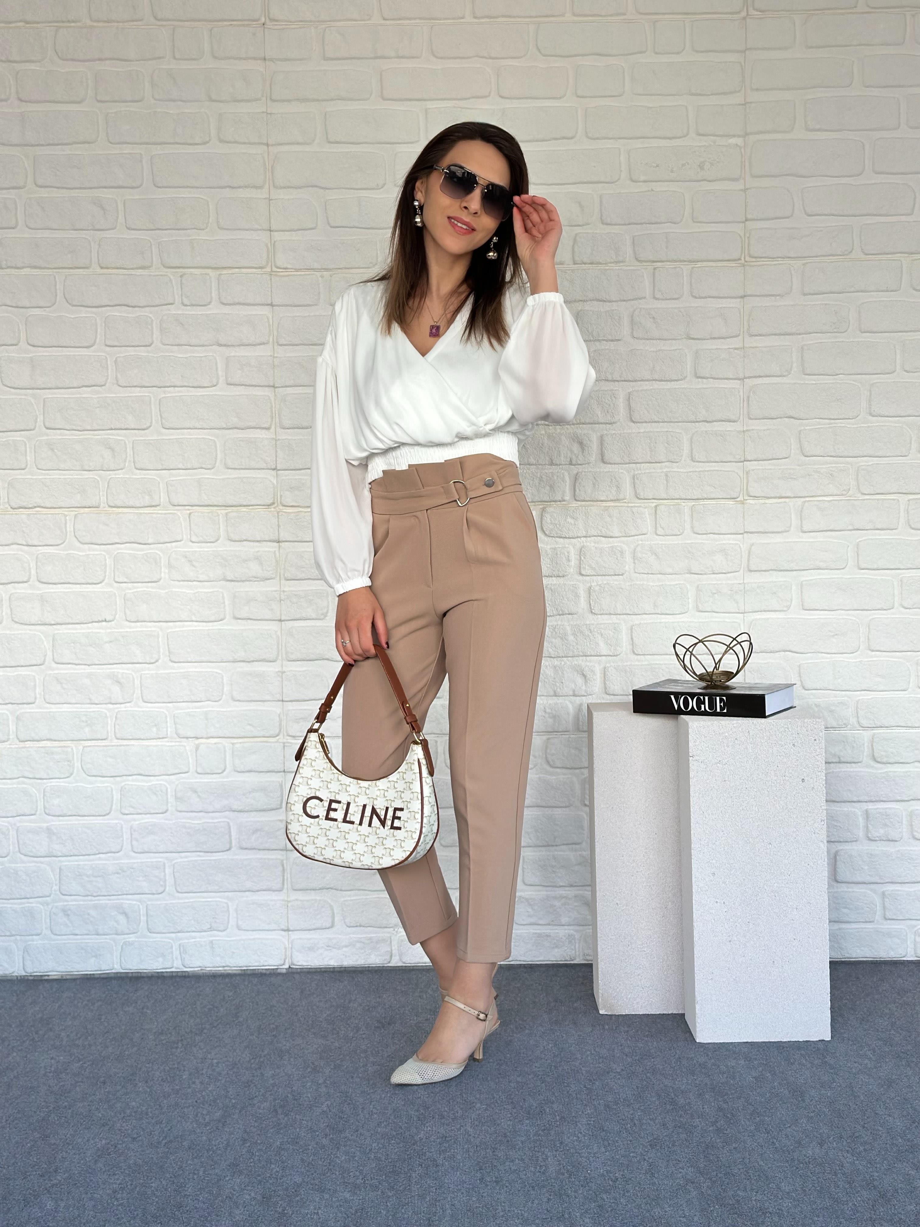 Tokalı Havuç Pantolon Camel