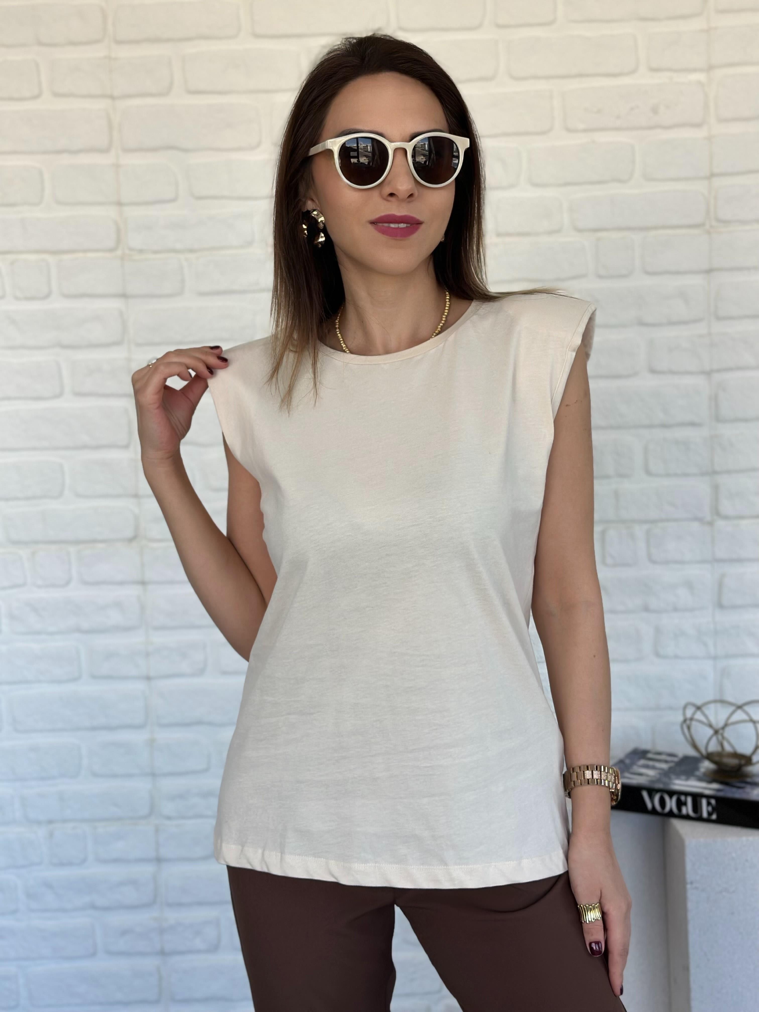 Vatkalı Tshirt Krem