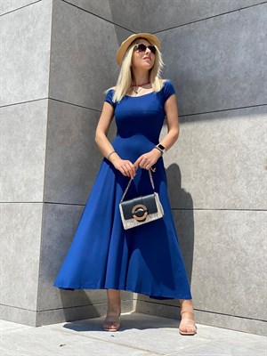 Sırt Detaylı Elbise Blue