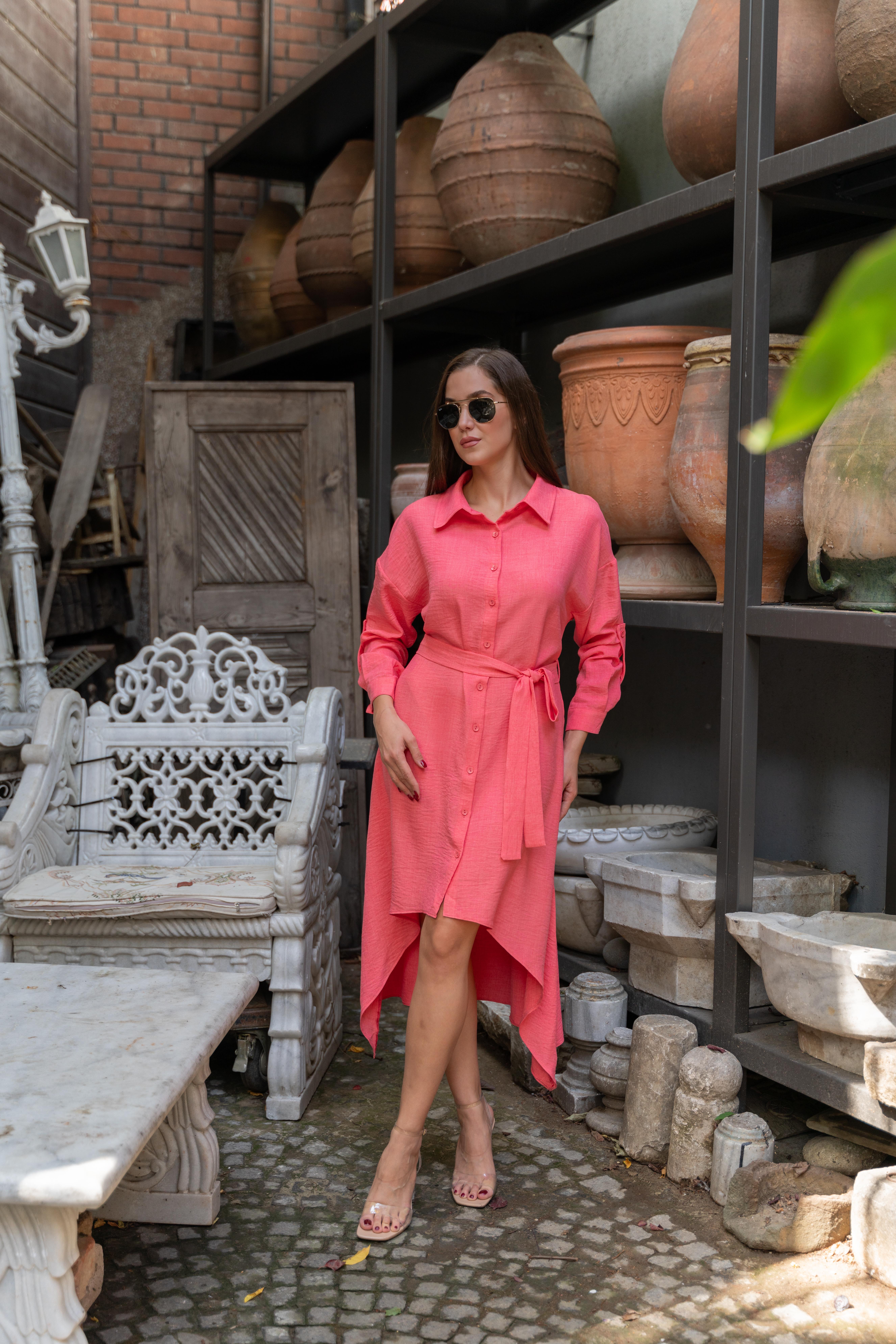 Asimetrik Gömlek Elbise