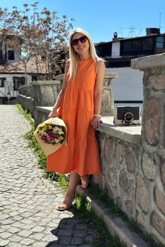 Büzgülü Poplin Elbise