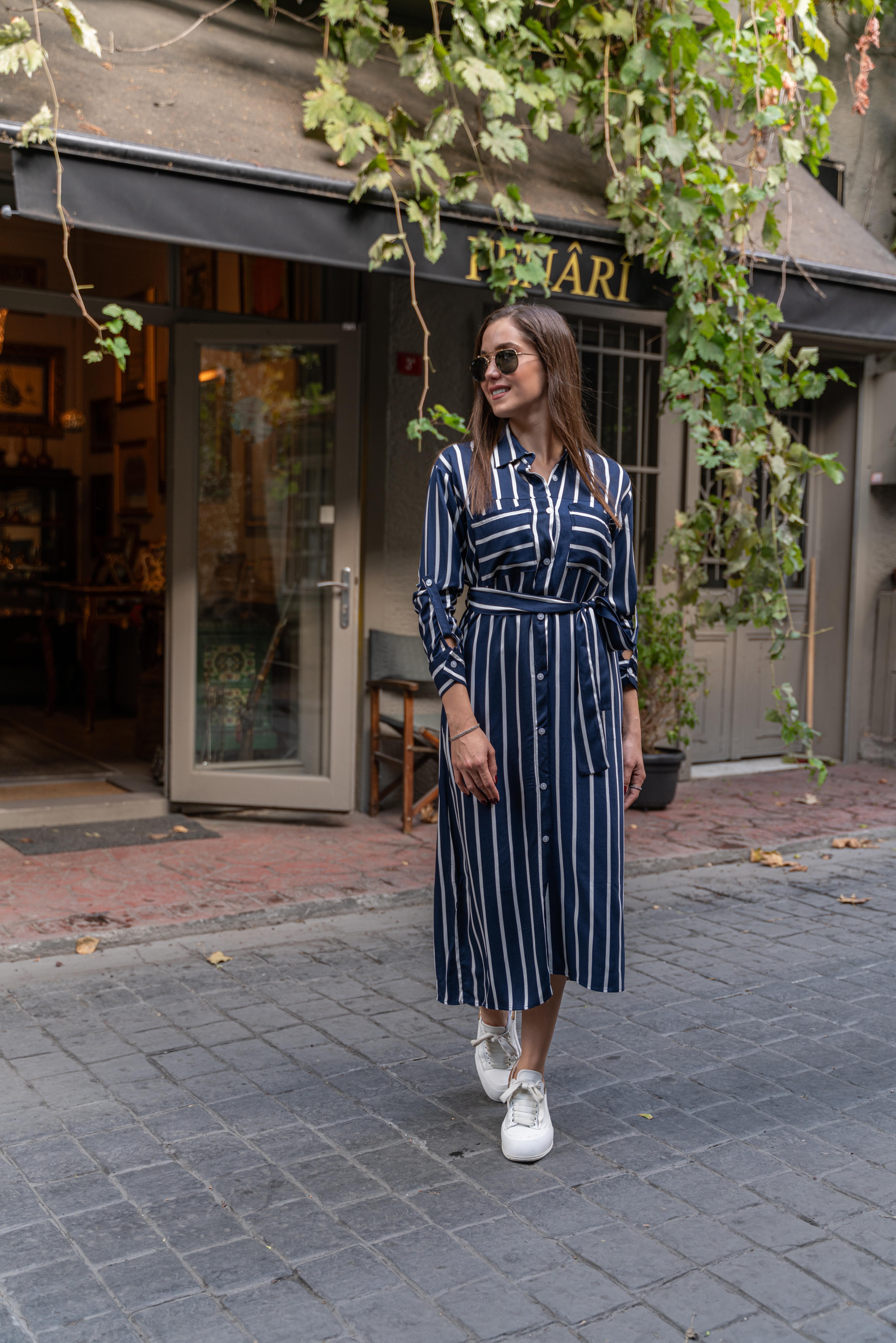 Çizgili Gömlek Elbise