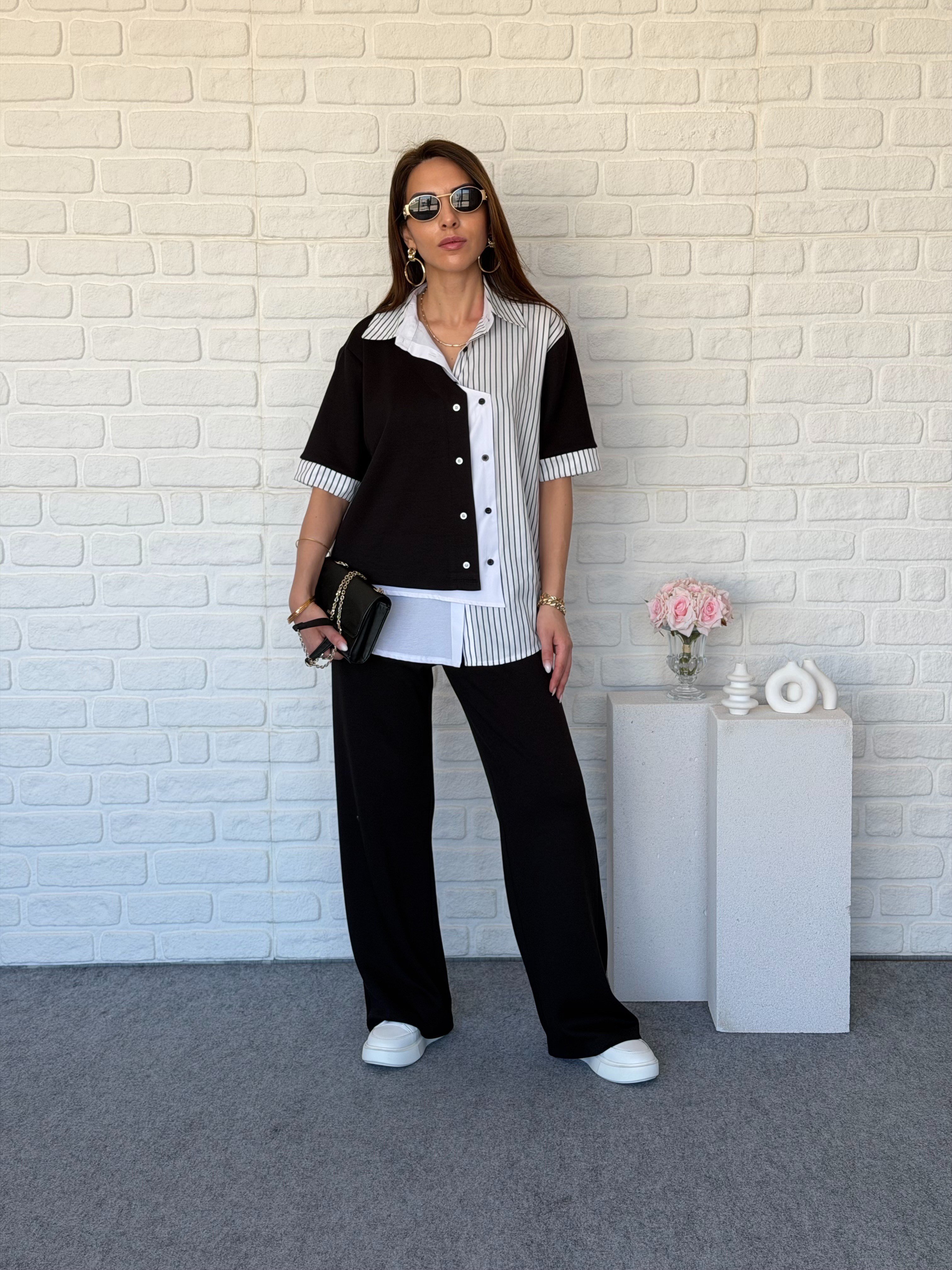 Çizgili Gömlekli Modal Takım