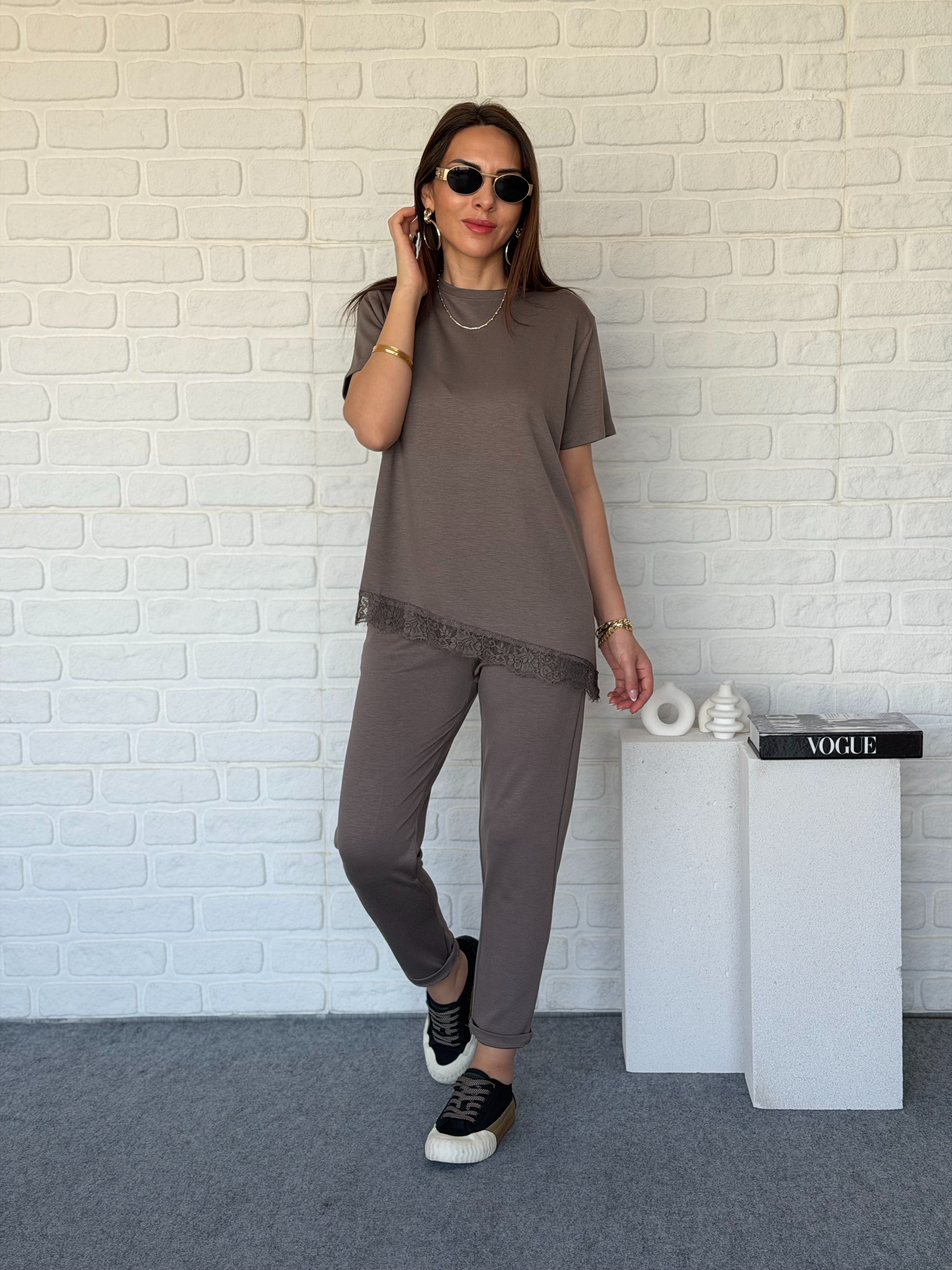 Dantelli Modal Takım Siyah