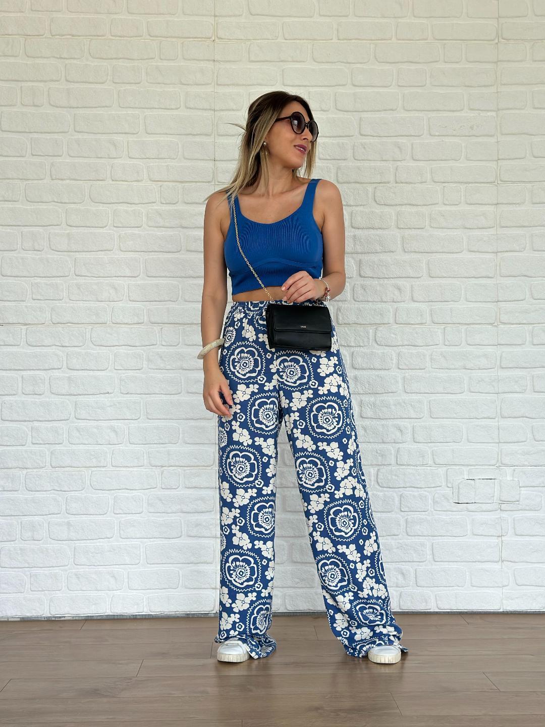 Desenli Pantolon Mavi