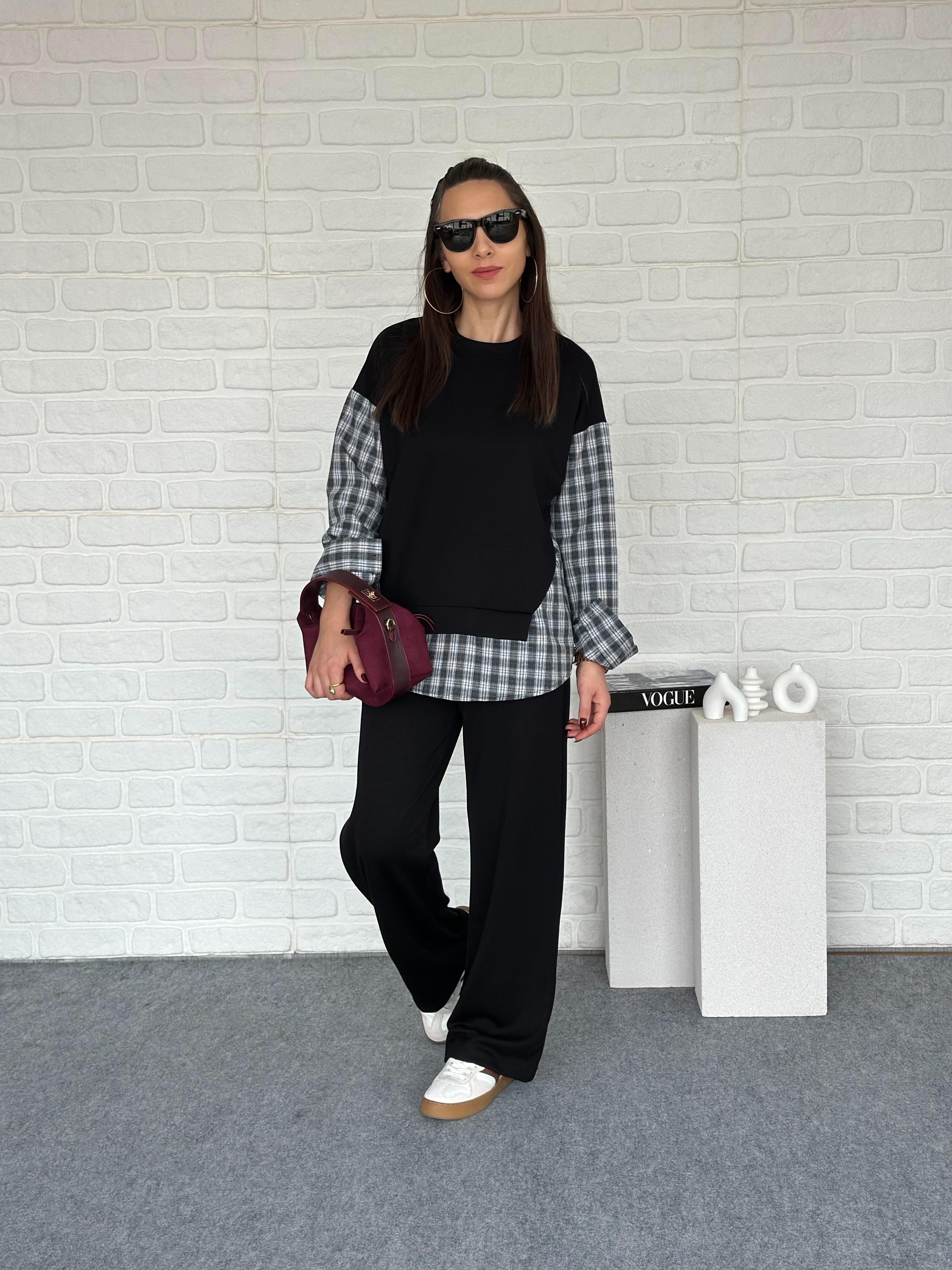 Ekose Modal Takım Siyah