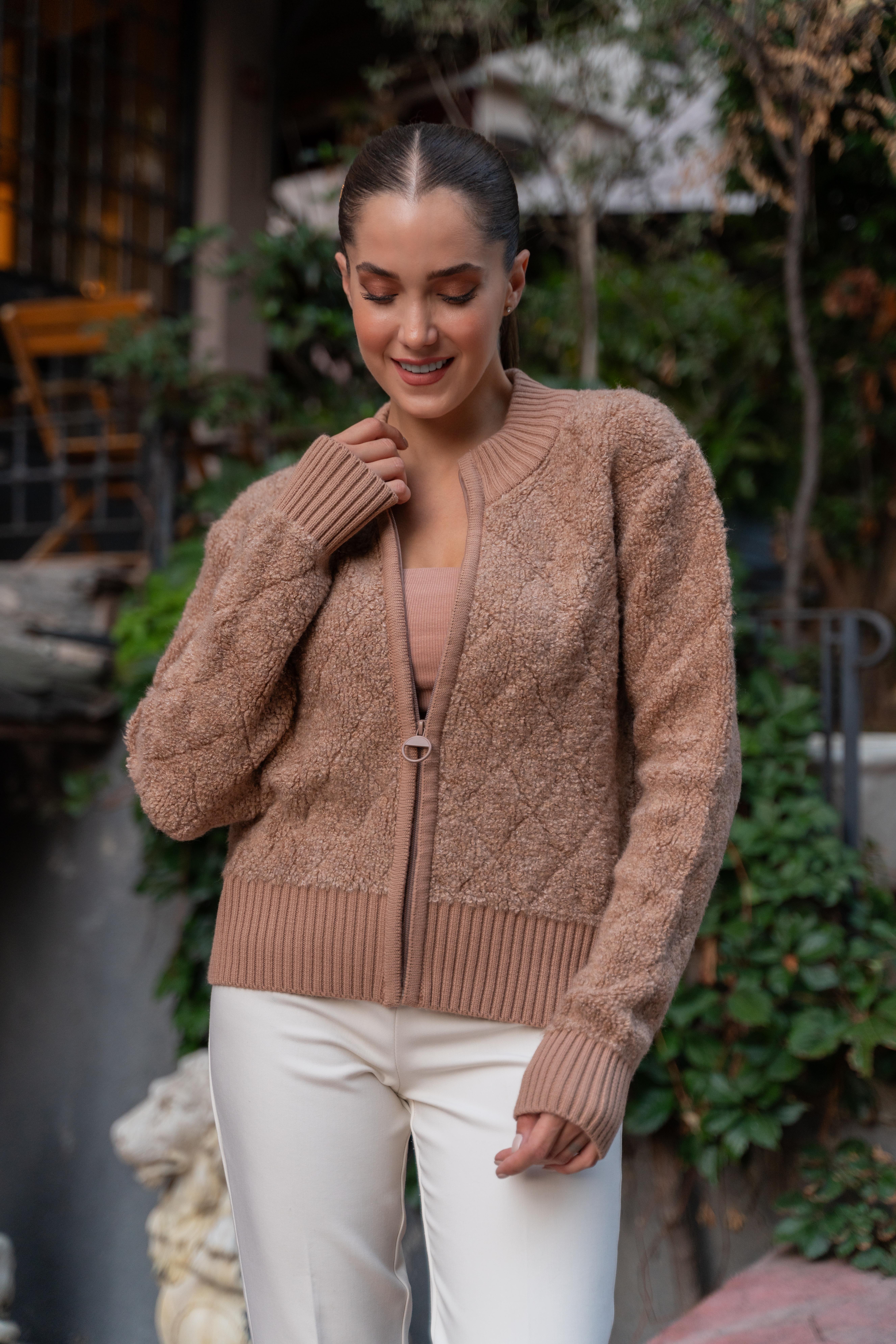 Fermuarlı Hırka Camel