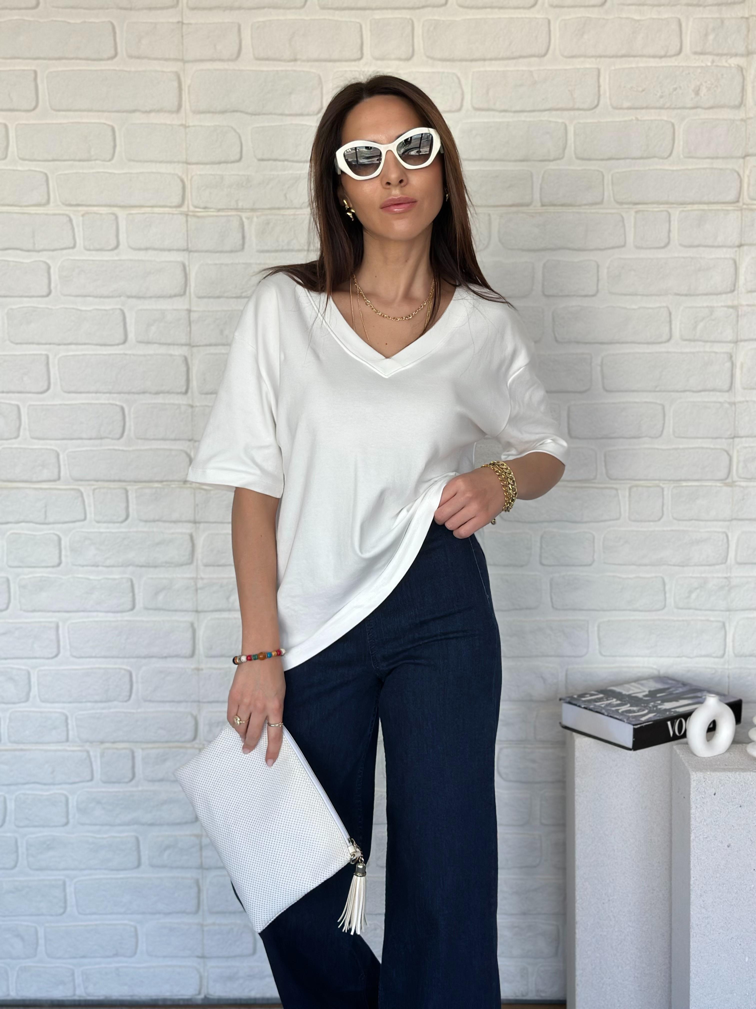 Mass V Yaka Tshirt Beyaz