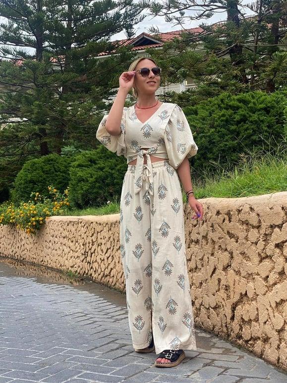 Nakışlı Keten Takım