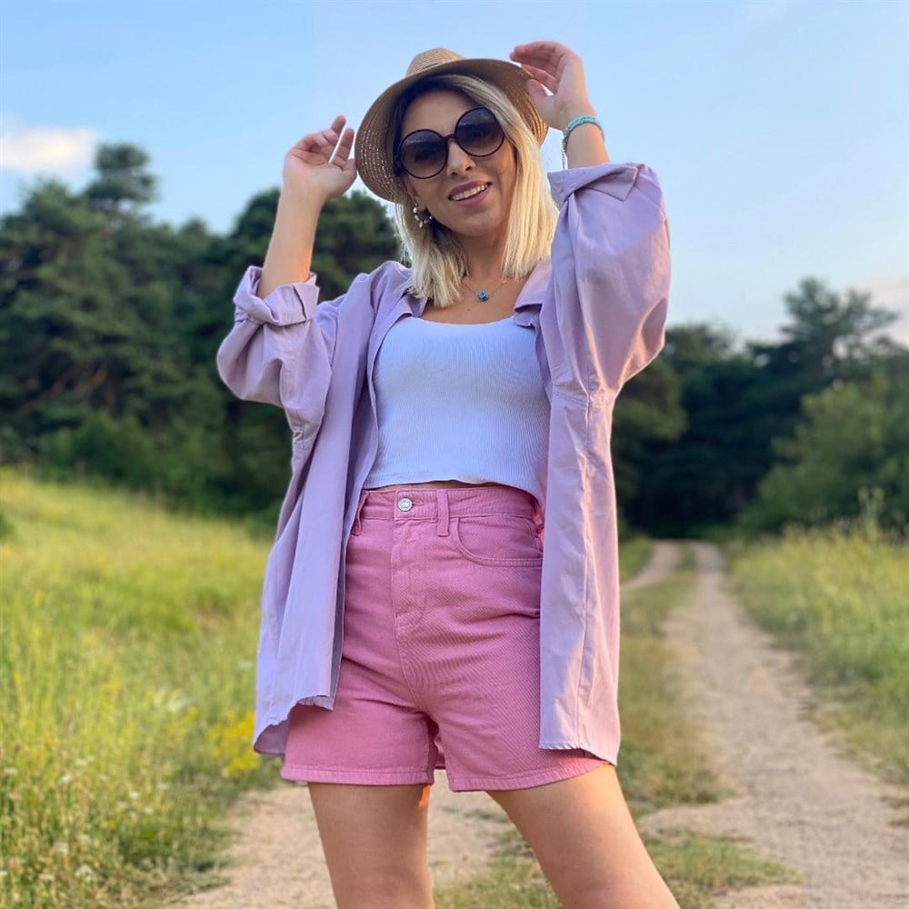 Oversize Gömlek Lila