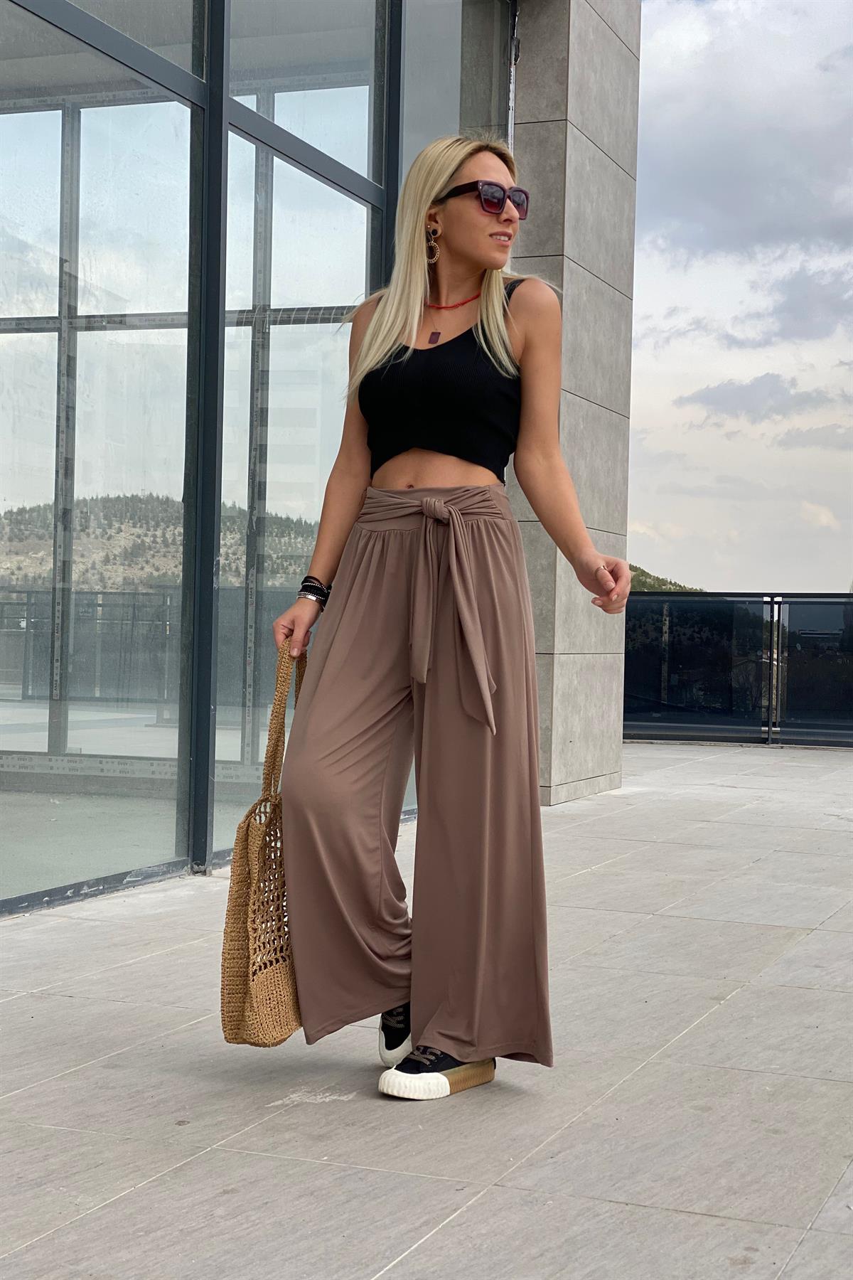 Sandy Kuşaklı Pantolon Vizon