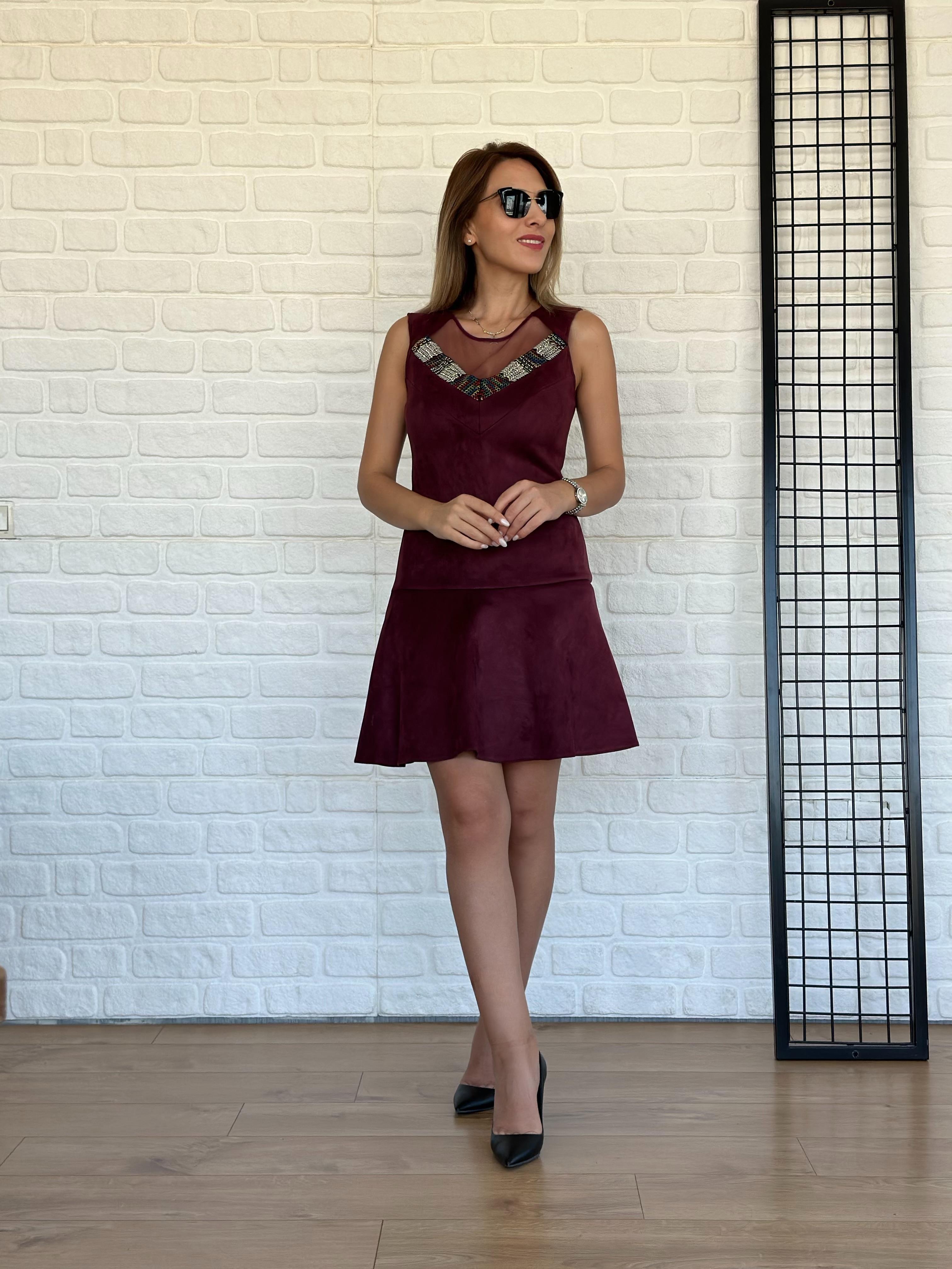 Taşlı Nubuk Elbise