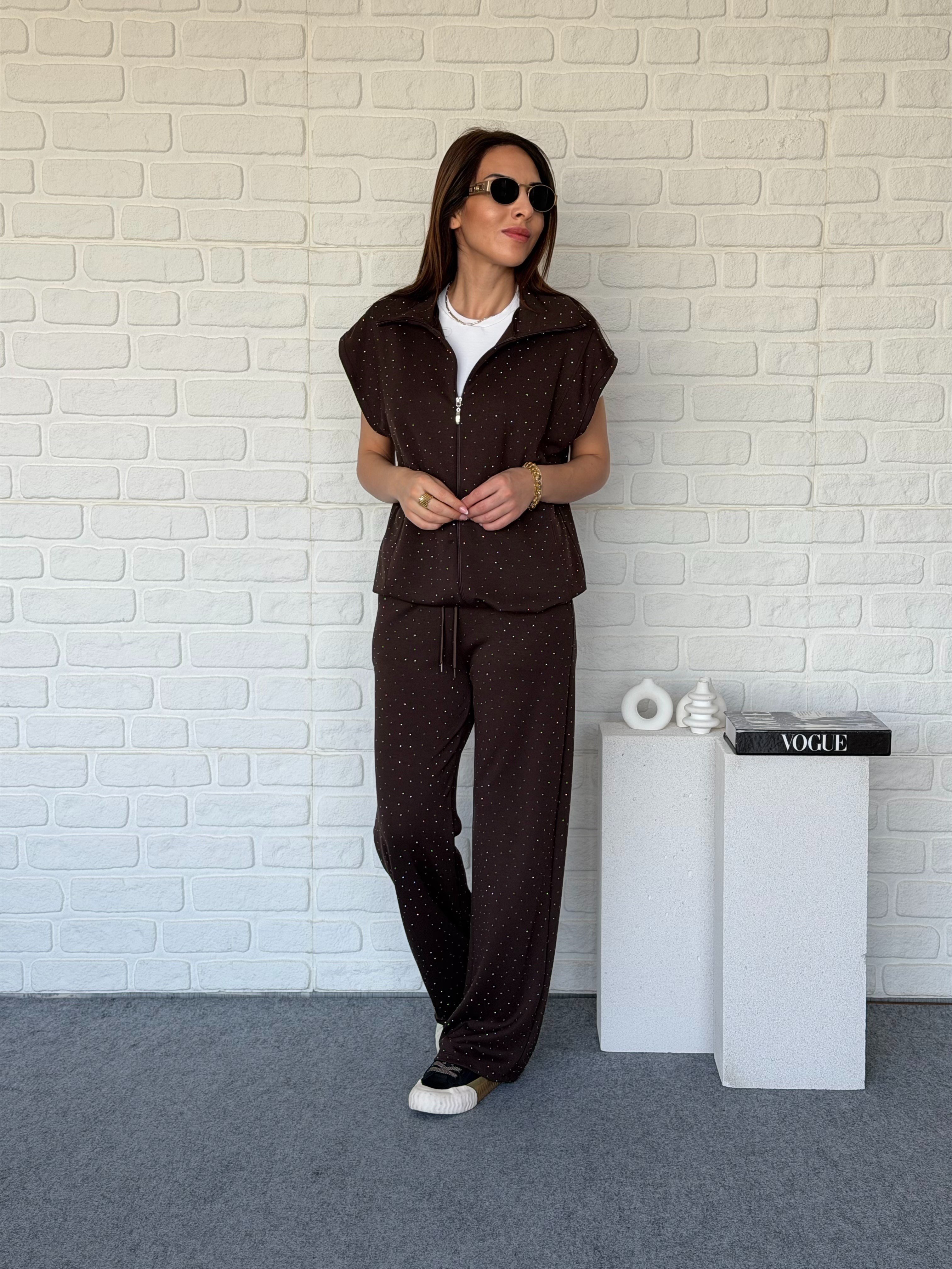 Taşlı Stoperli Takım Kahve