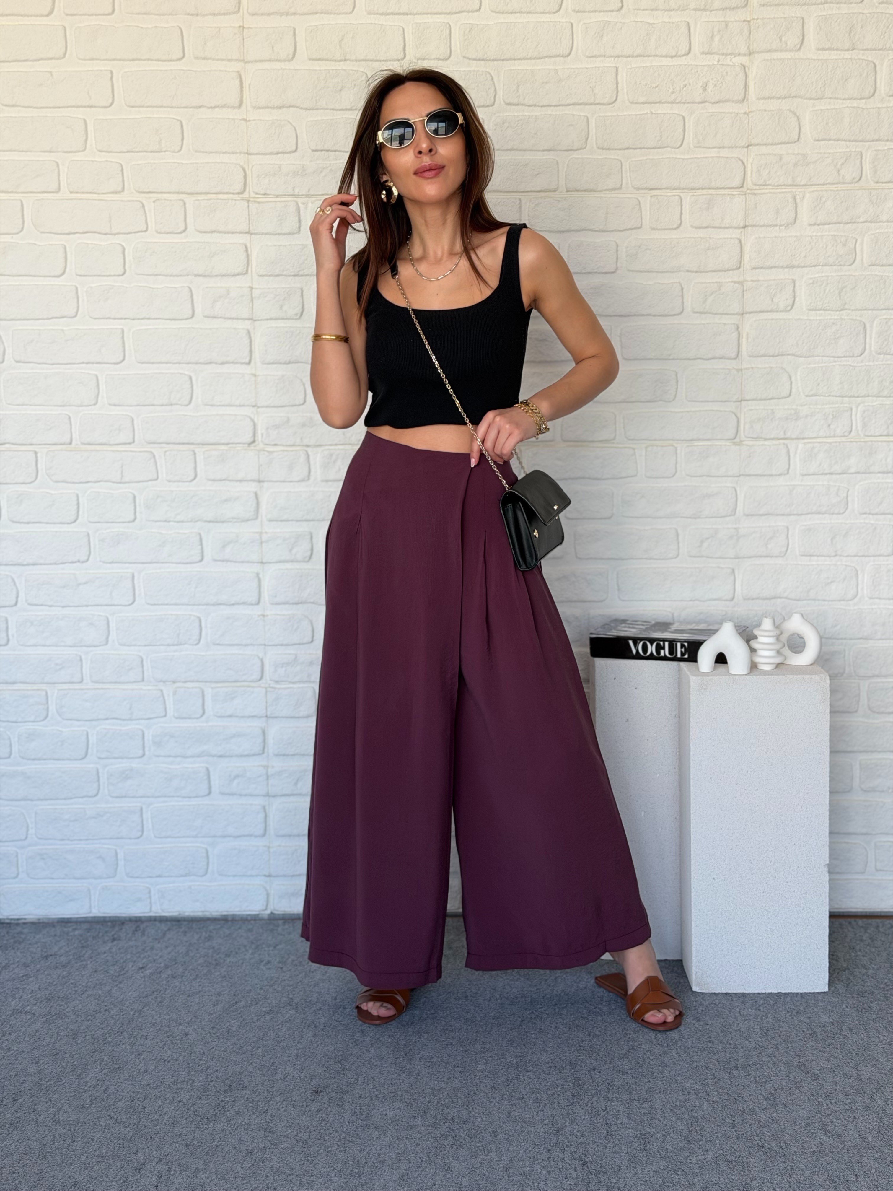 Tensel Pantolon Etek Bordo