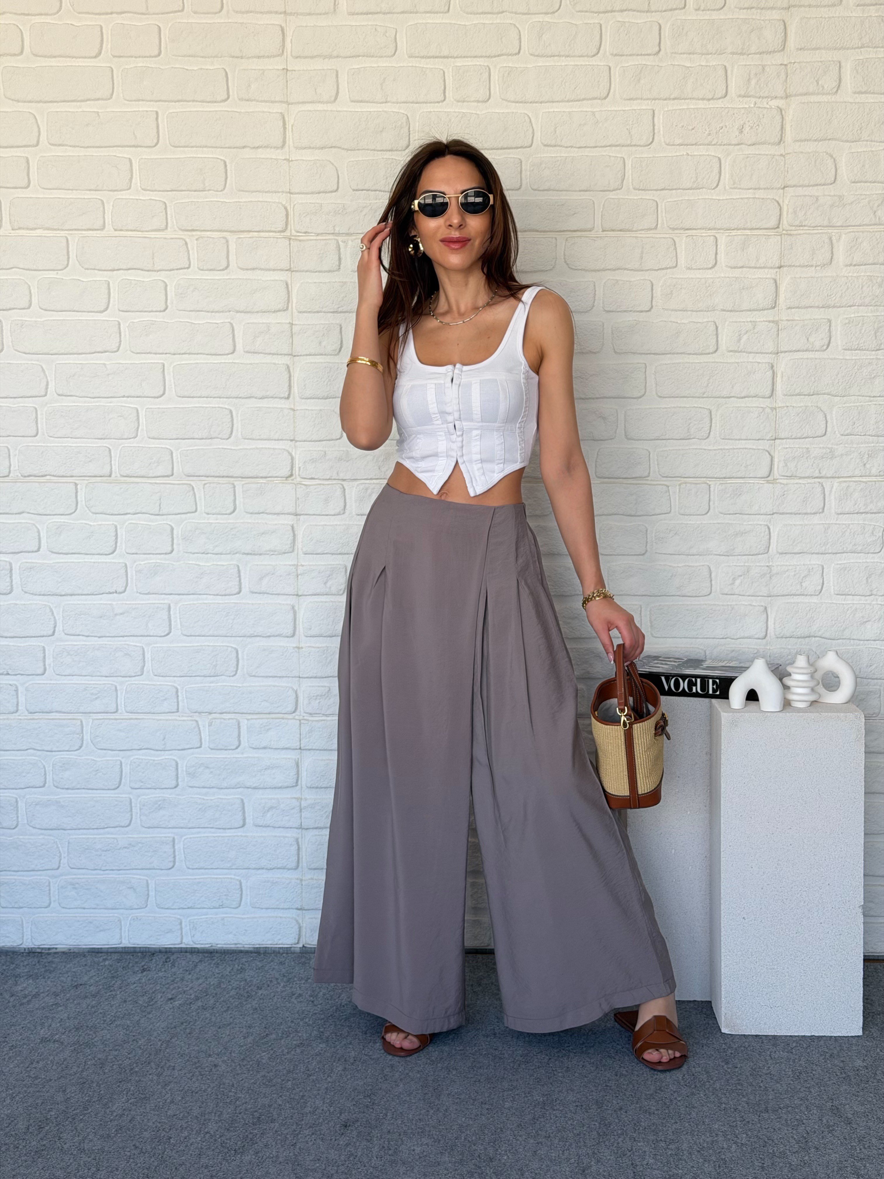 Tensel Pantolon Etek Vizon