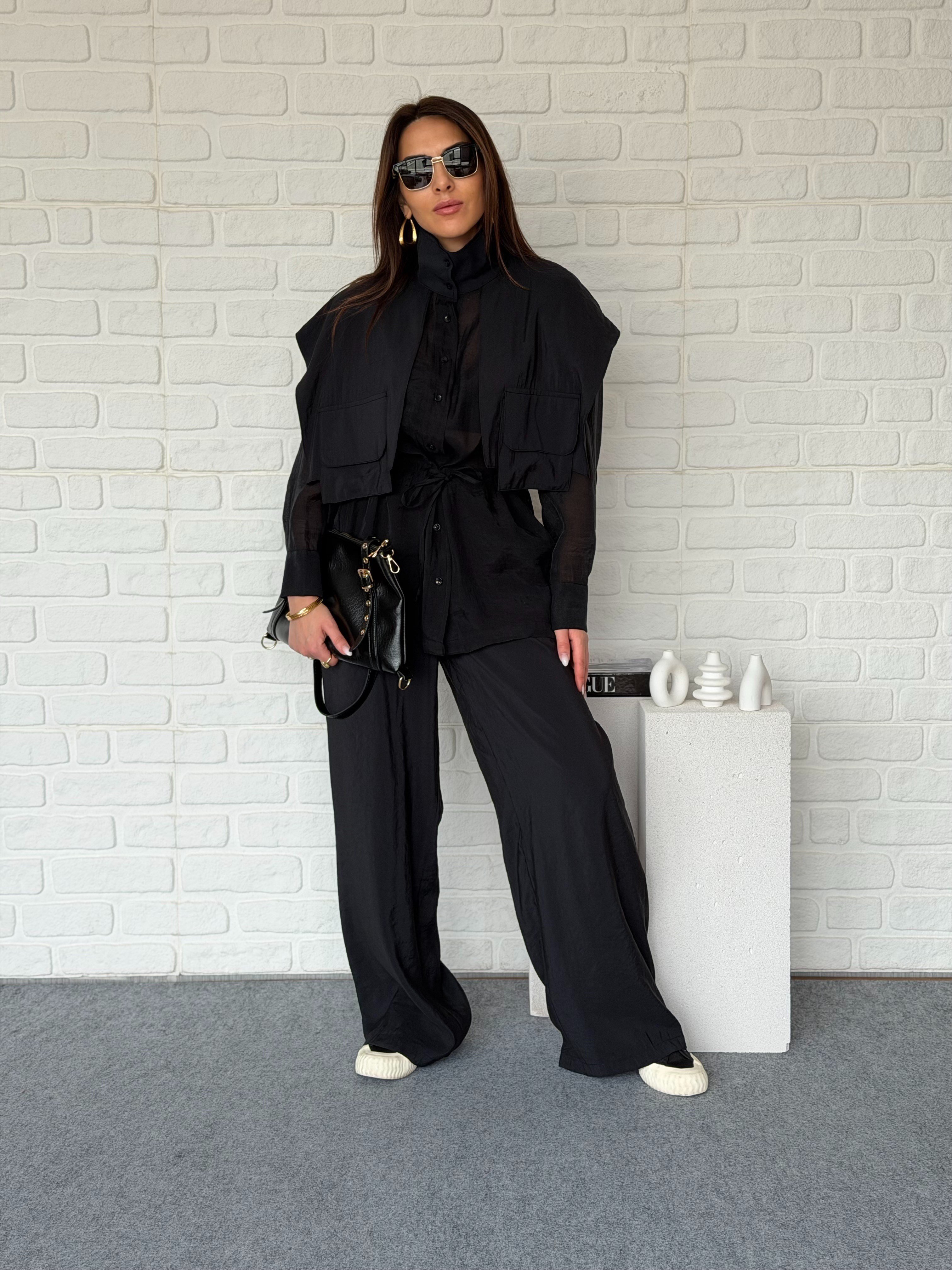 Vatkalı Garnilli Takım Siyah