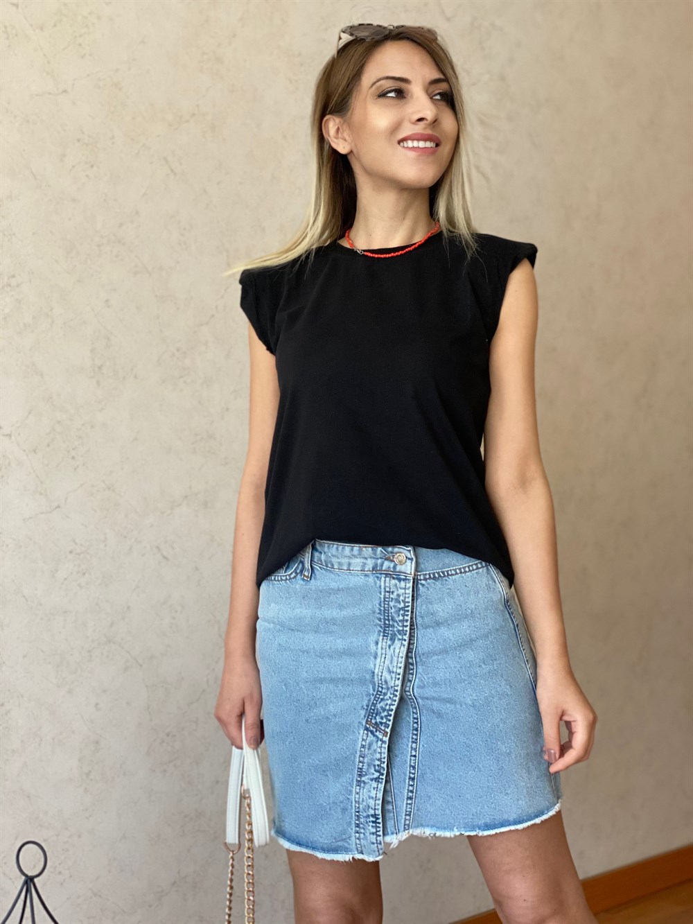 Vatkalı Tshirt Siyah