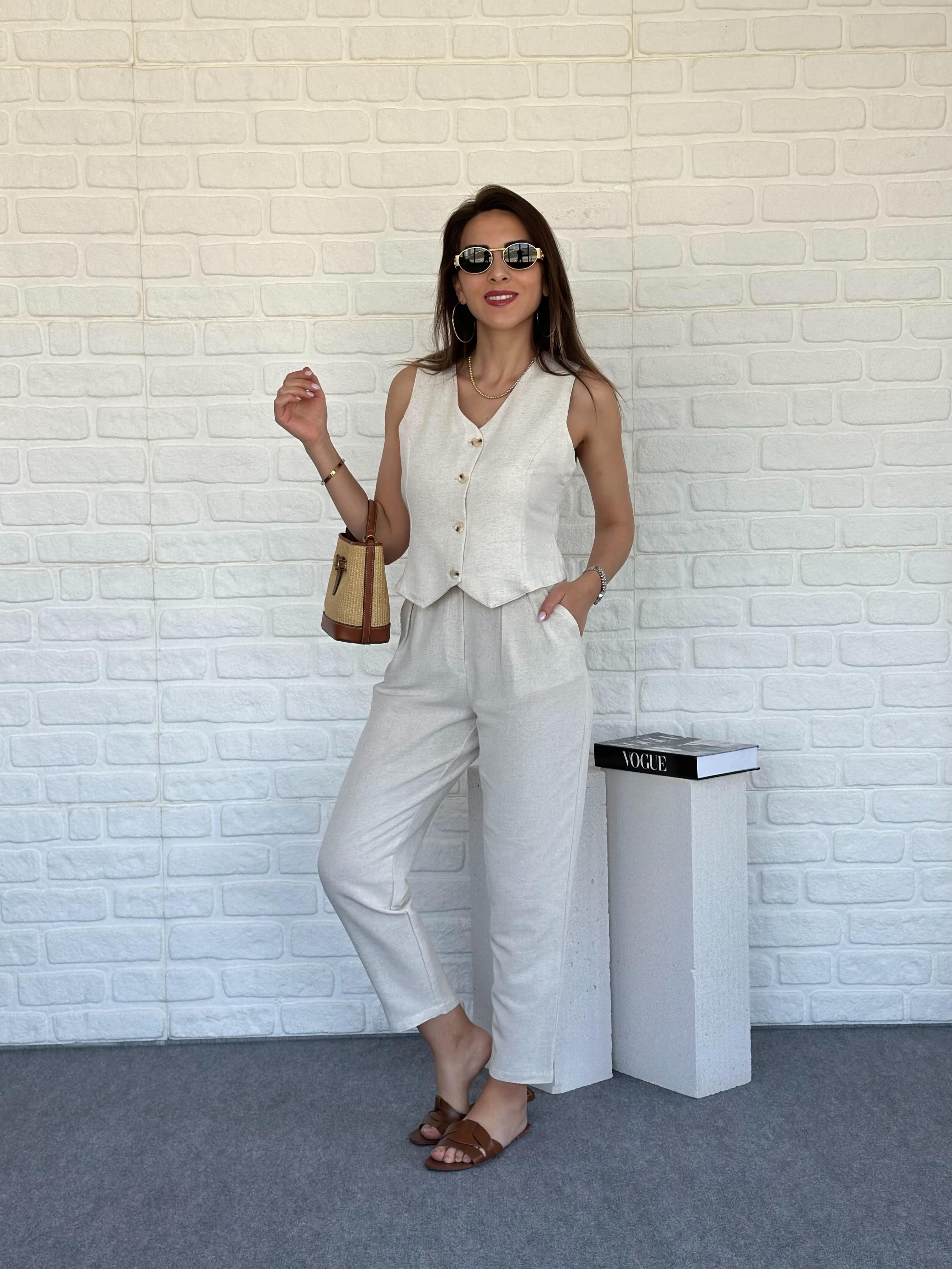 Yelekli Keten Takım