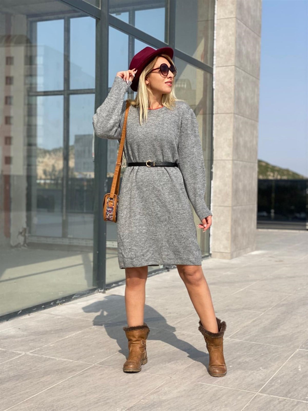 Yumoş Trıko Elbise Gri