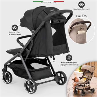 Elele Cabina Kabin Tipi Bebek Arabası Siyah